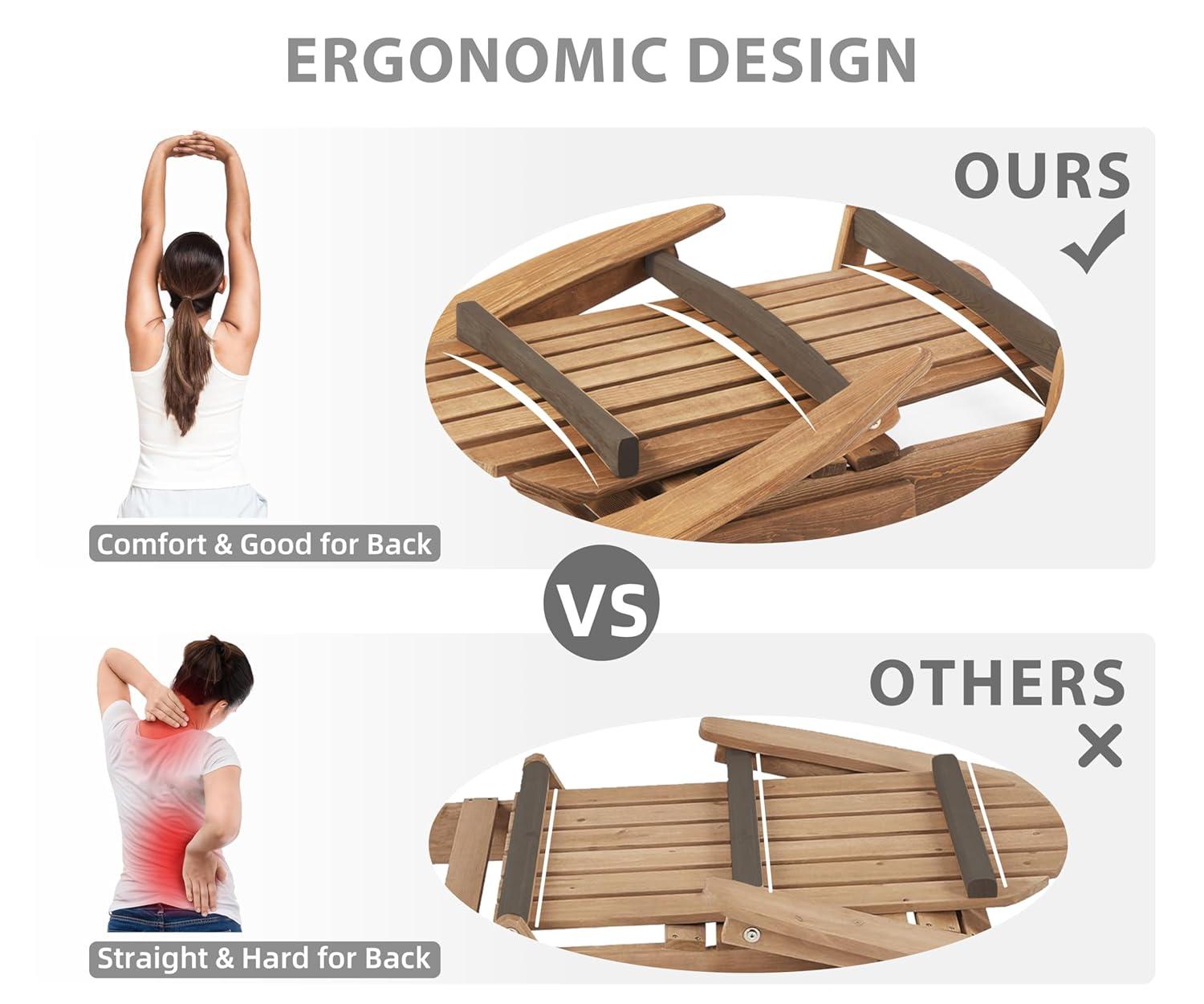 Wooden Folding Adirondack Chair, Half Pre-Assembled Wood Patio Lounge Chair for Outdoor Garden Backyard Porch Pool Deck Firepit