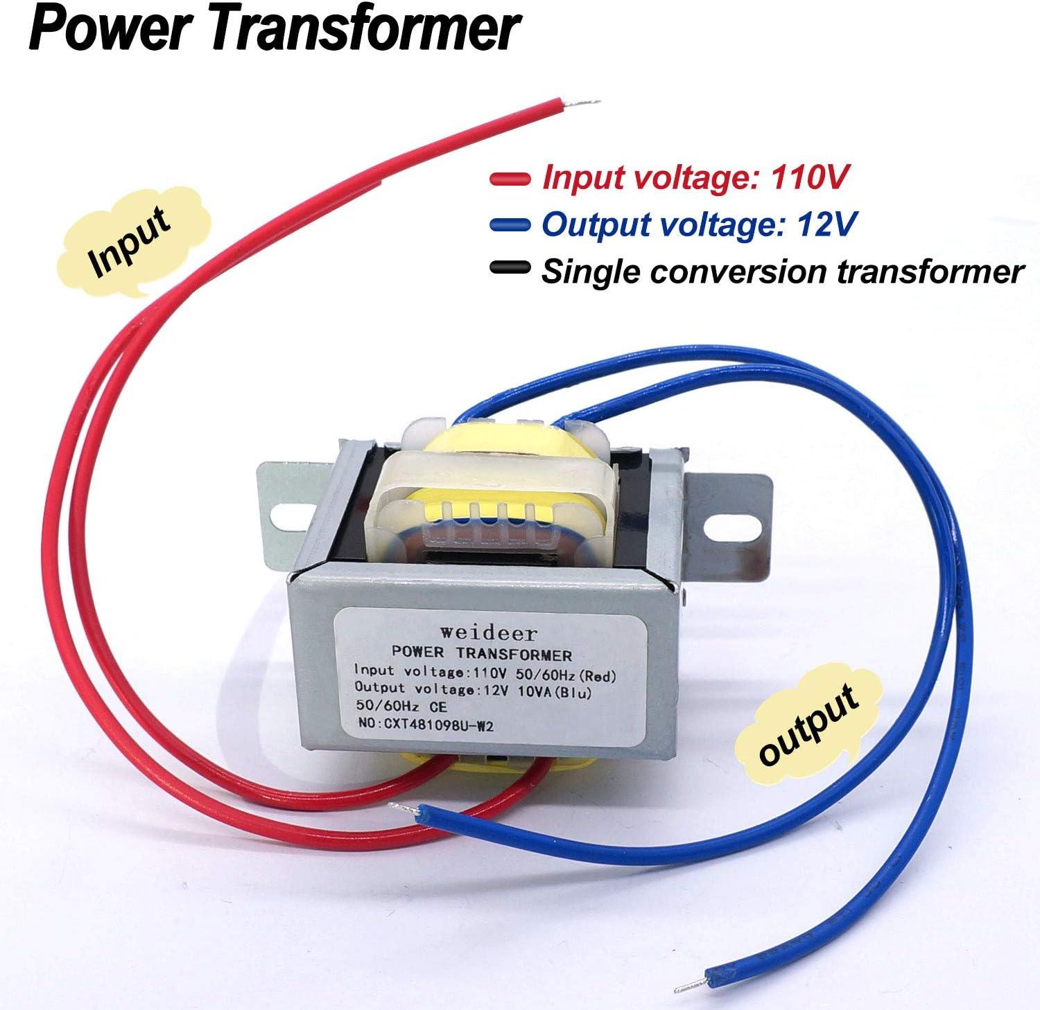Weideer Input AC 110V 50/60HZ Output AC 12V 10VA Transformer - Single Phase for Lighting & Audio Power Supplies - K-001
