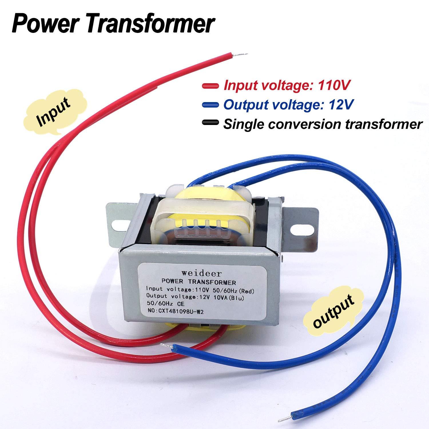 Weideer Input AC 110V 50/60HZ Output AC 12V 10VA Transformer - Single Phase for Lighting & Audio Power Supplies - K-001