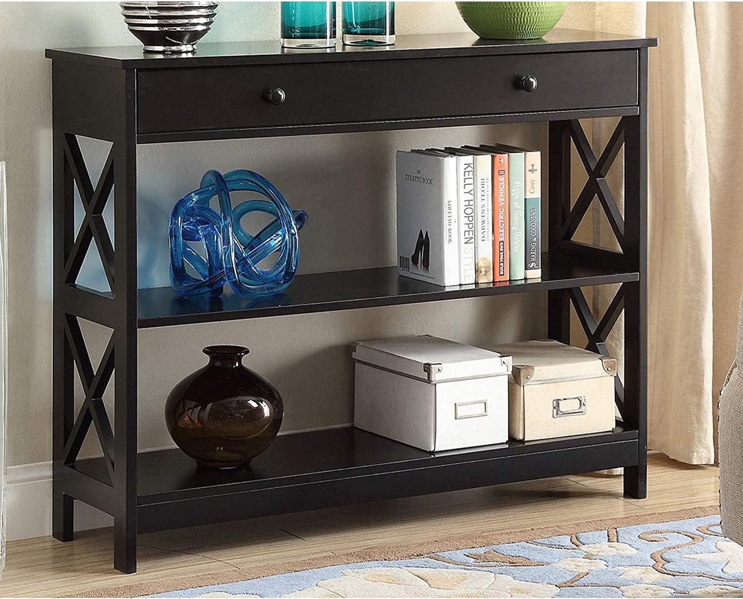 Convenience Concepts Oxford 1-Drawer Console Table, Black Wood finish