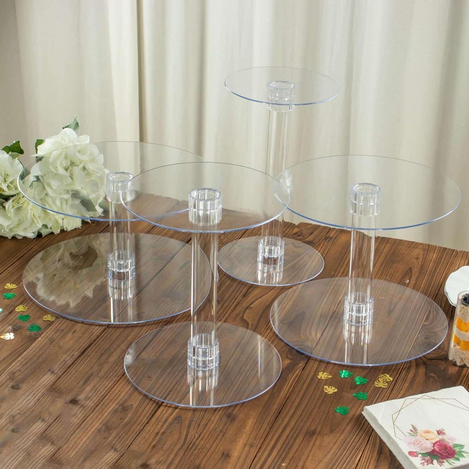 Efavormart Lovely 4 Tier XL Acrylic Crystal Glass Clear Cake Dessert Decorating Stand For Birthday Xmas Party Wedding
