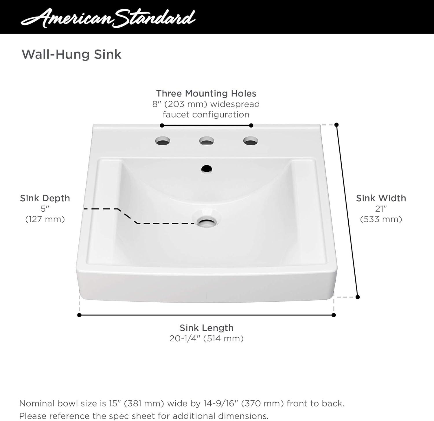 American Standard Decorum 20.25'' White Vitreous China Rectangular Bathroom Sink with Overflow