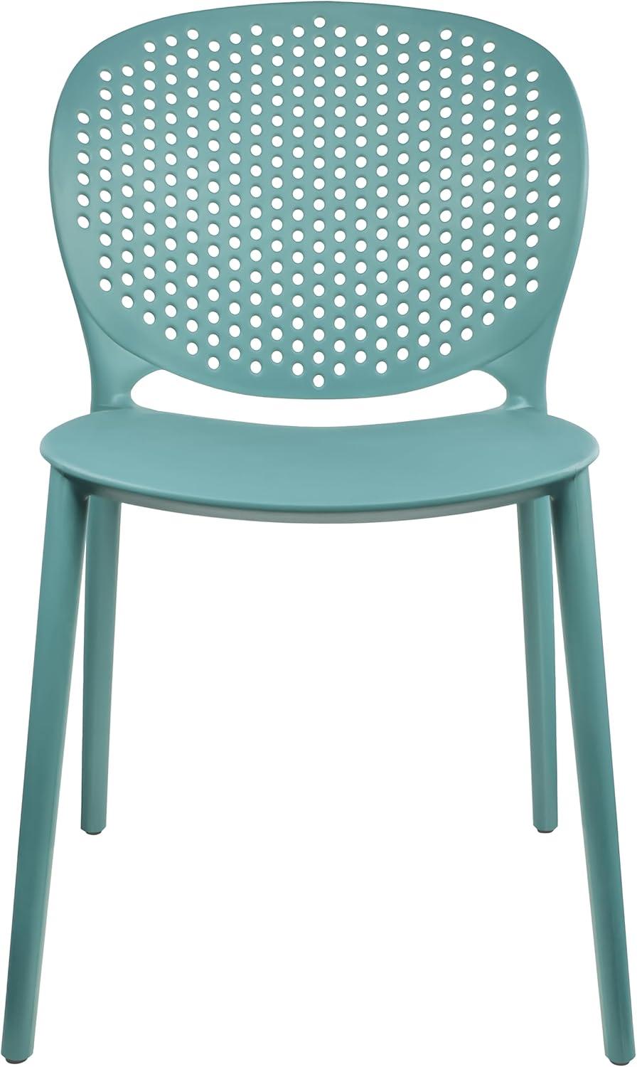 2xhome Set of 2 Modern Pool Patio Chairs, Contemporary Plastic Armless Dining Accent Side Chairs for Indoor or Outdoor Use, Teal
