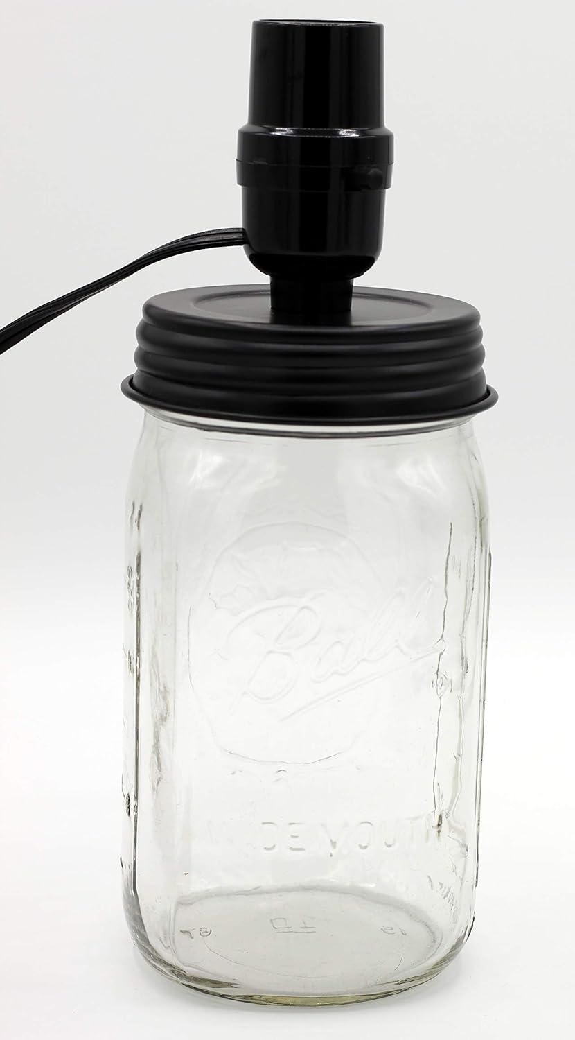 DIY Mason Jar Lamp Making Kit - Black Color Lid & Socket great for Lamp Conversion, Fits Wide Mouth Canning, Fruit, Mason Jars, Pre-Wired and Easy to Use