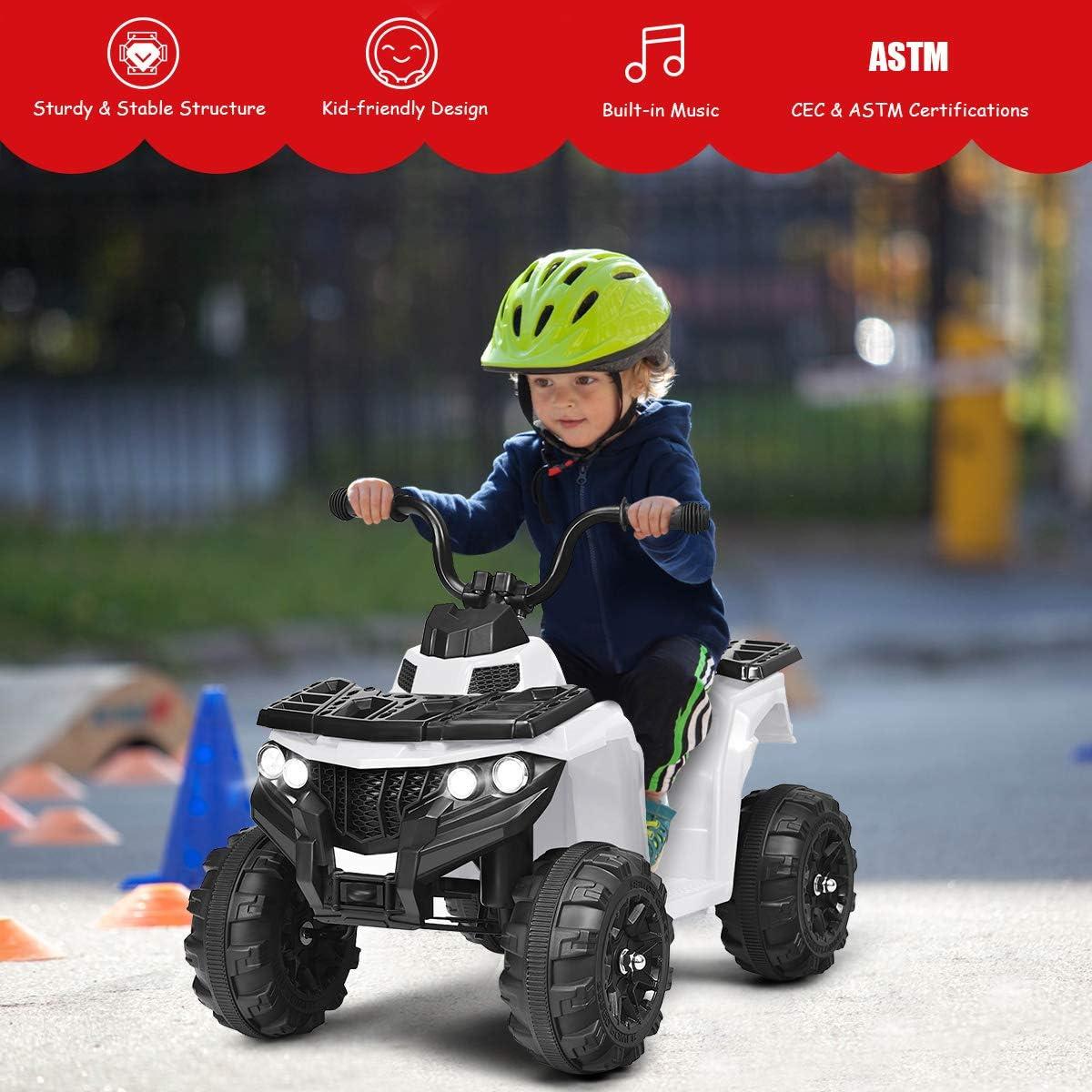Aimee Lii 6V Kids Electric Ride on ATV, Battery Powered Kids 4 Wheeler, White