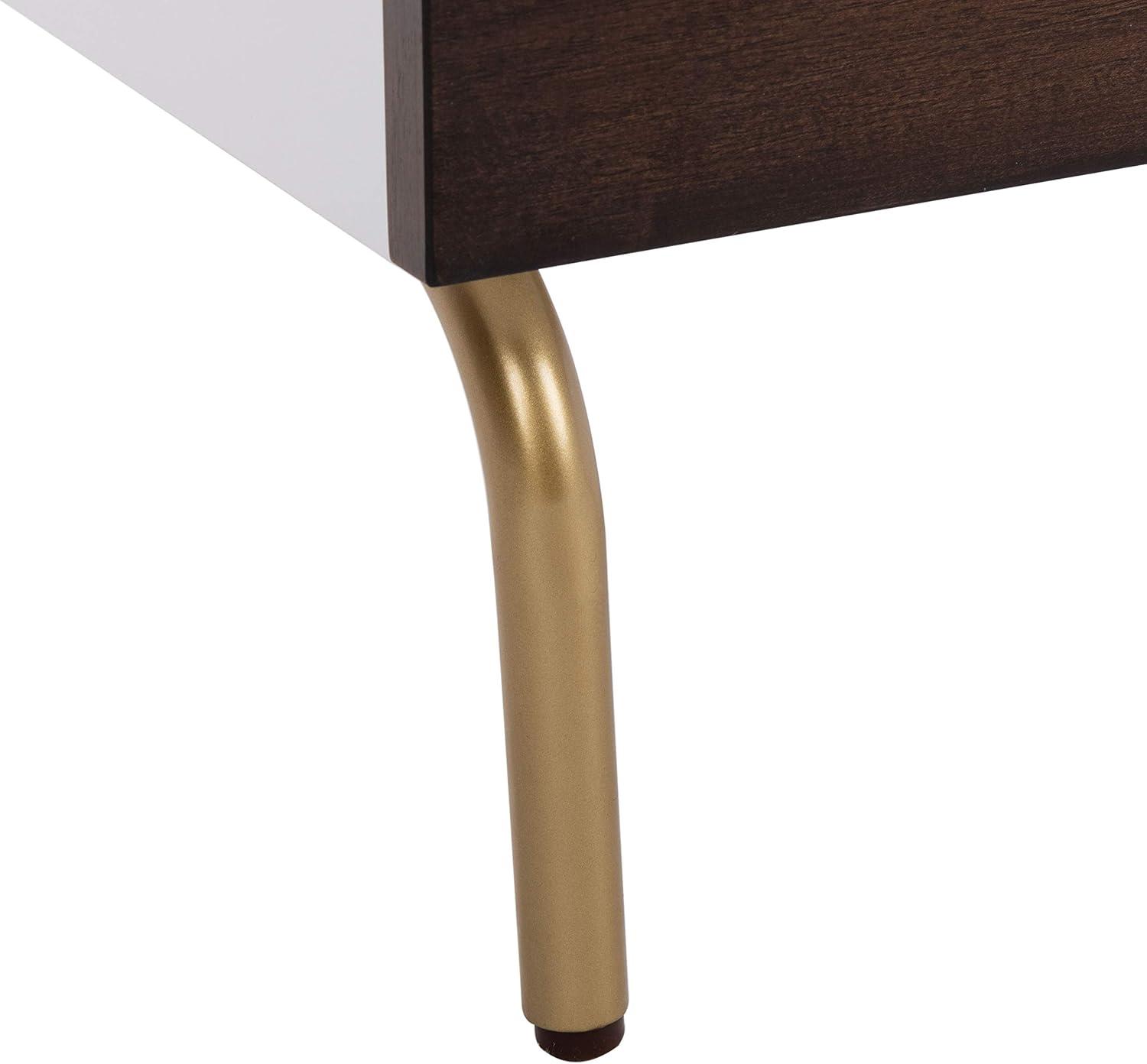 Genevieve 2 Drawer Nightstand - Walnut/White/Gold - Safavieh.