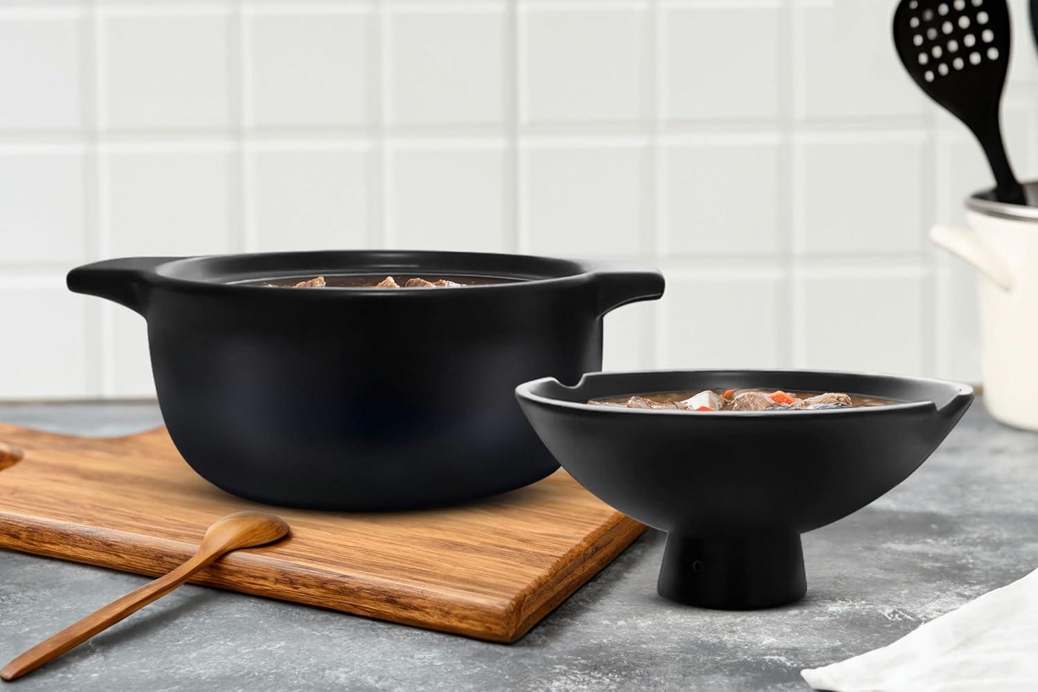 Kook Stoneware Dolsot Pot, 68 oz, Black