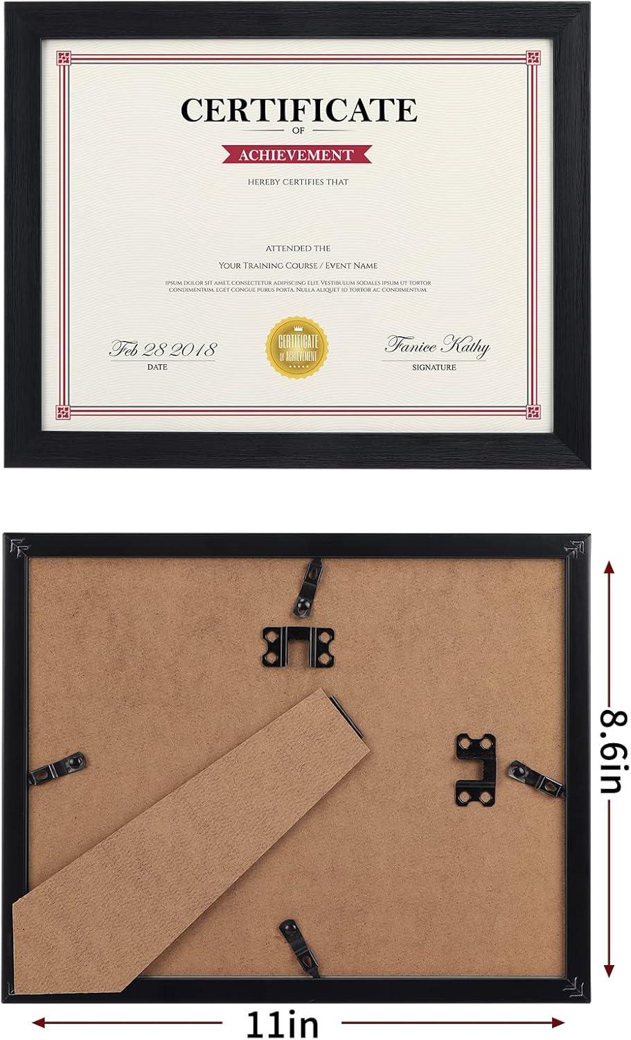 DesignOvation Corporate Document Frame Made to Display Standard Certificates, Black 8.5x11, Set of 12 Ready To Use Horizontally or Vertically