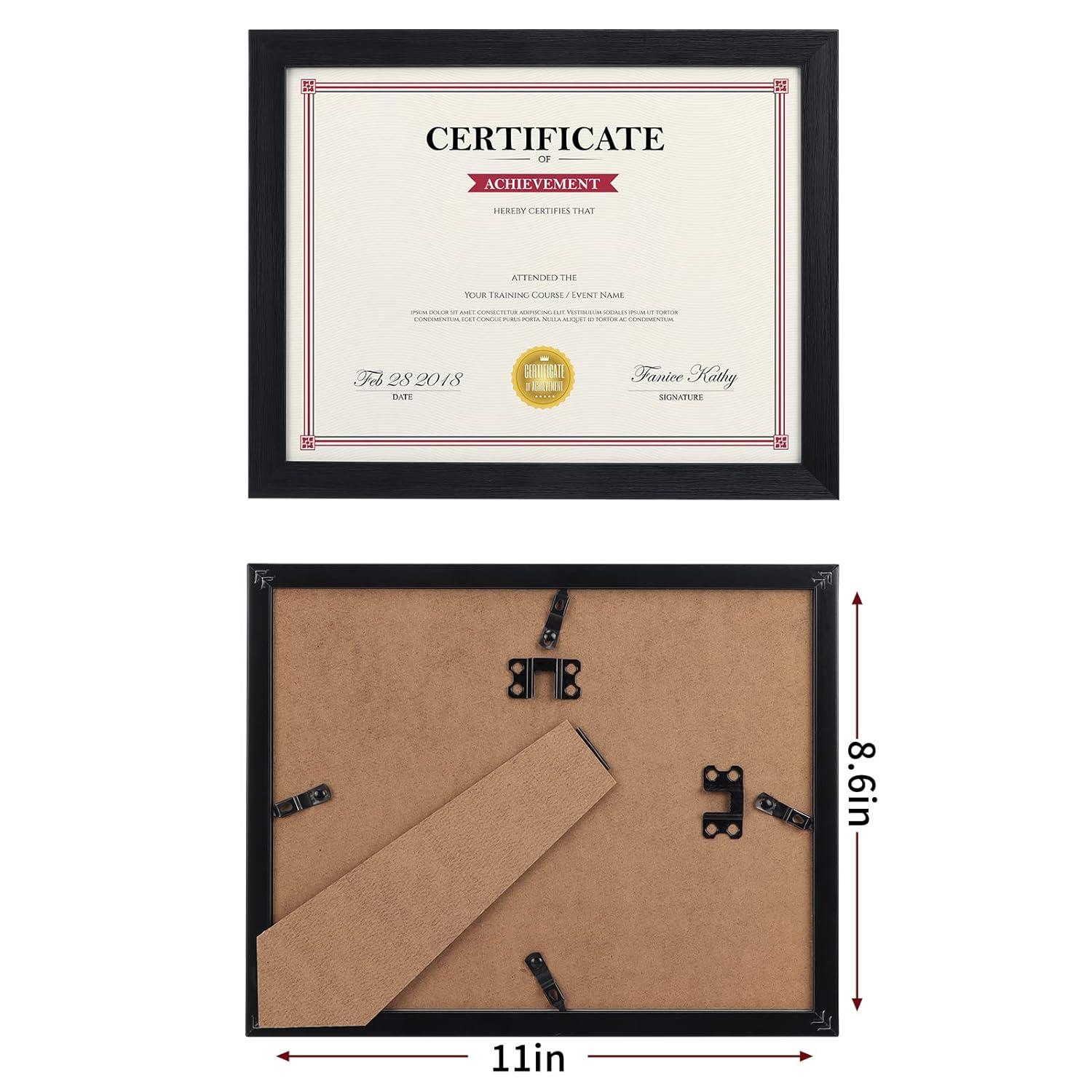 DesignOvation Corporate Document Frame Made to Display Standard Certificates, Black 8.5x11, Set of 12 Ready To Use Horizontally or Vertically