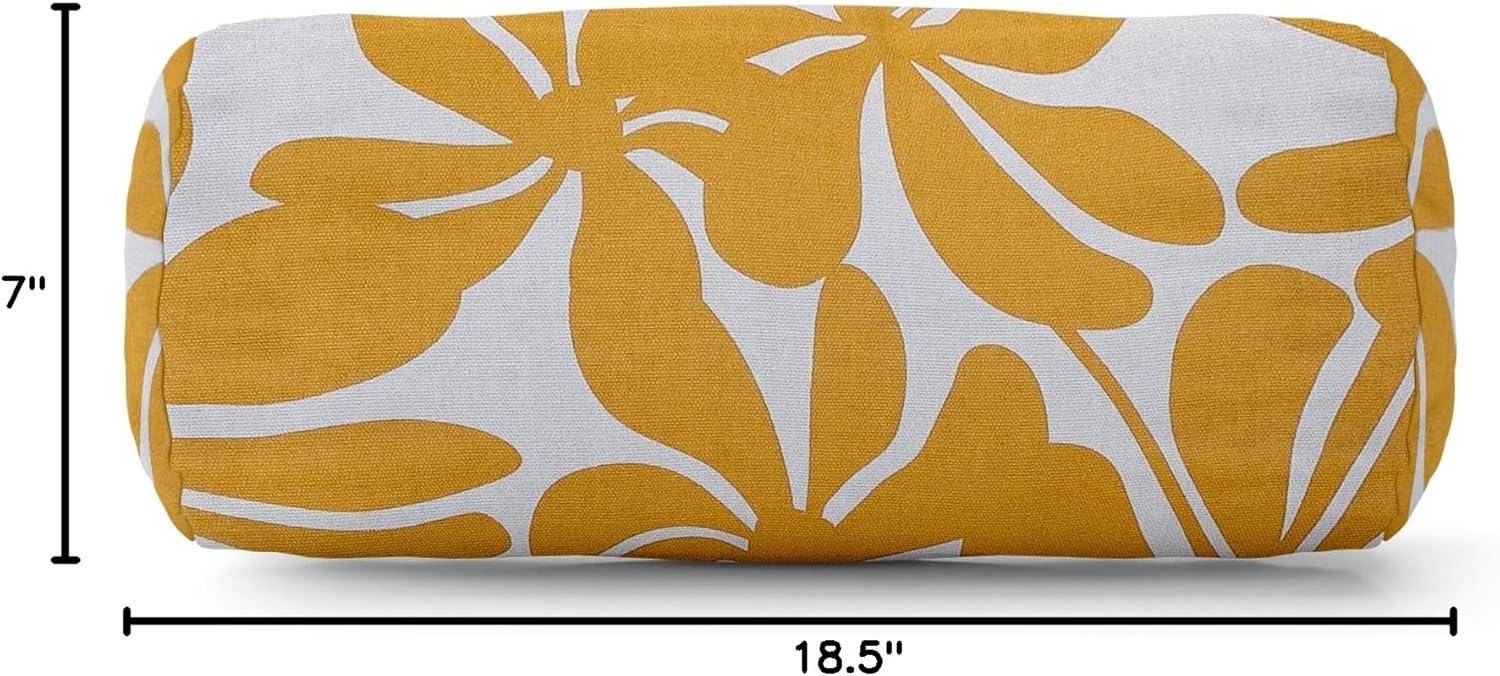 Majestic Home Goods Yellow Plantation Indoor / Outdoor Round Bolster Pillow 18.5" L x 8" W x 8" H