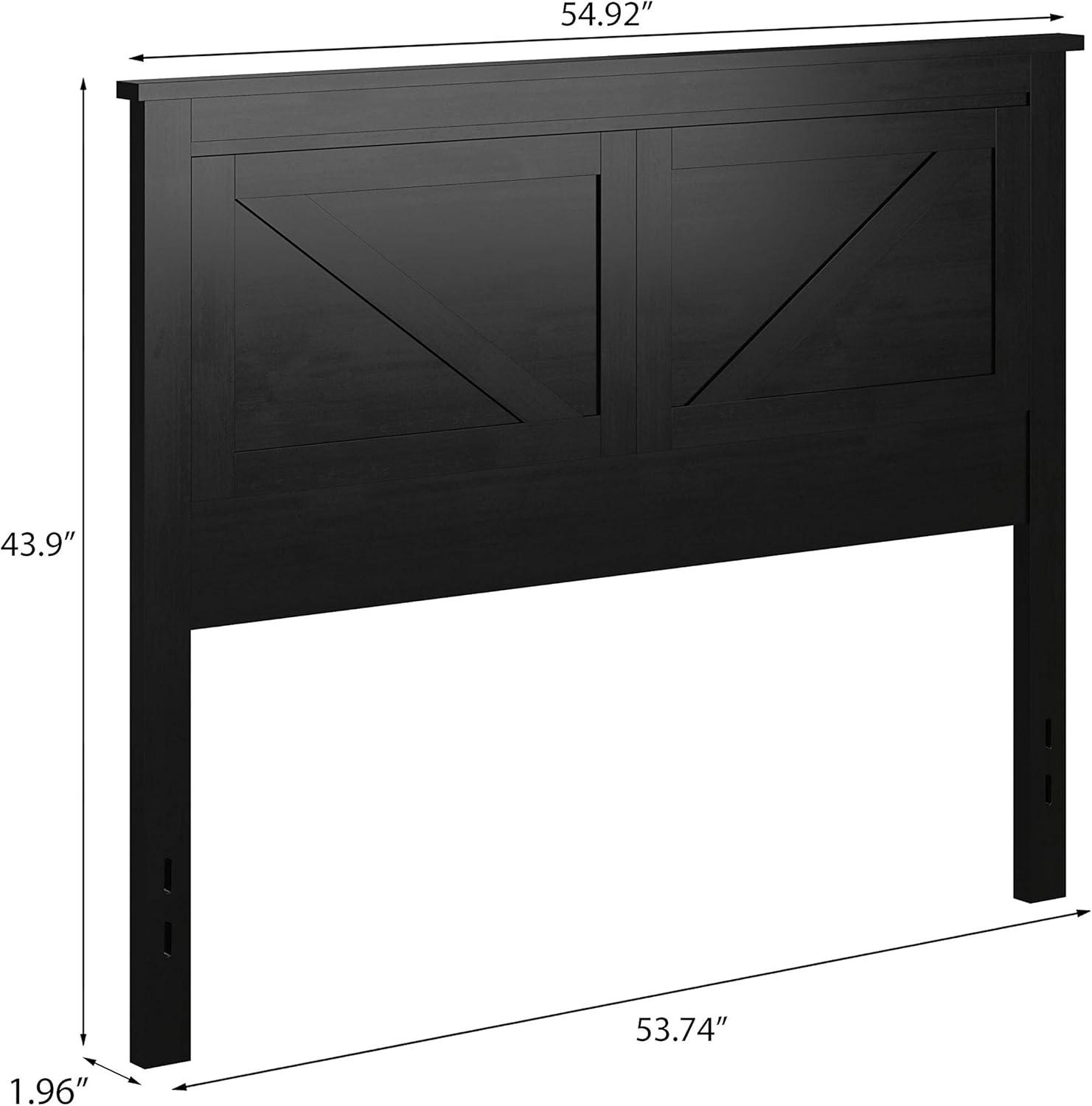 Glenwillow Home Farmhouse Style Wood Panel Headboard in Black, Full Size