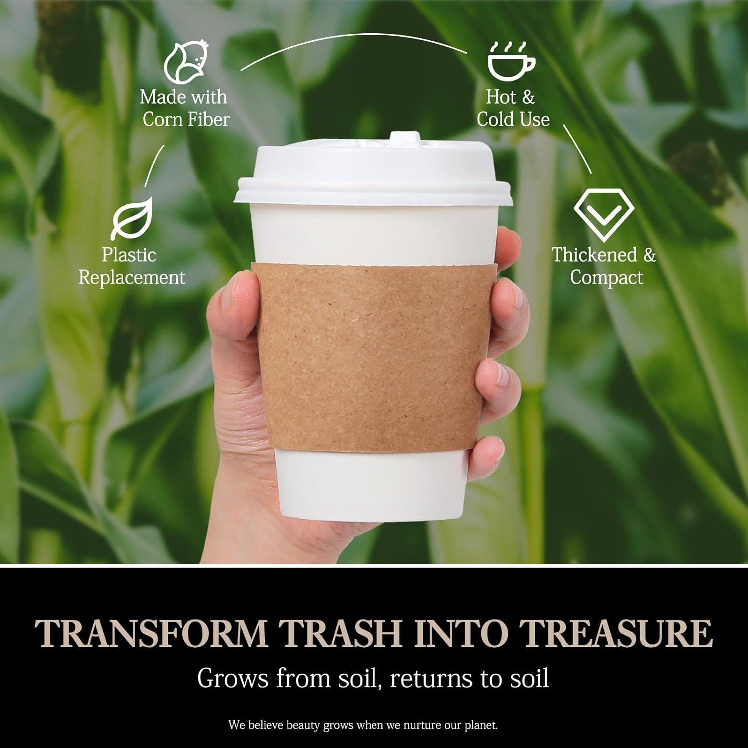 FAST APPLIANCES LLC Paper Cups,Cups,Disposable Cups 100 Pack 12 Oz Leak-Proof Coffee Cups With Lids And Sleeves Disposable Paper To Go Hot Coffee Cups For Home, Business, Office, Cafes And Parties