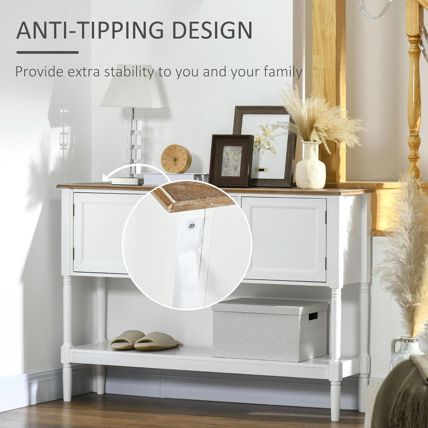 GVN Console Table,Console Table with Drawers, Vintage Entryway Table with 2 Drawers, Retro Sofa Table, White