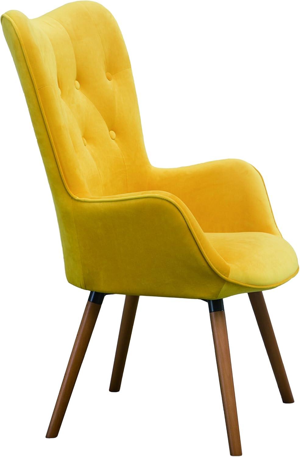 Blendoi Brooke Doarnin Contemporary Silky Tufted Button Back Accent Chair, Yellow