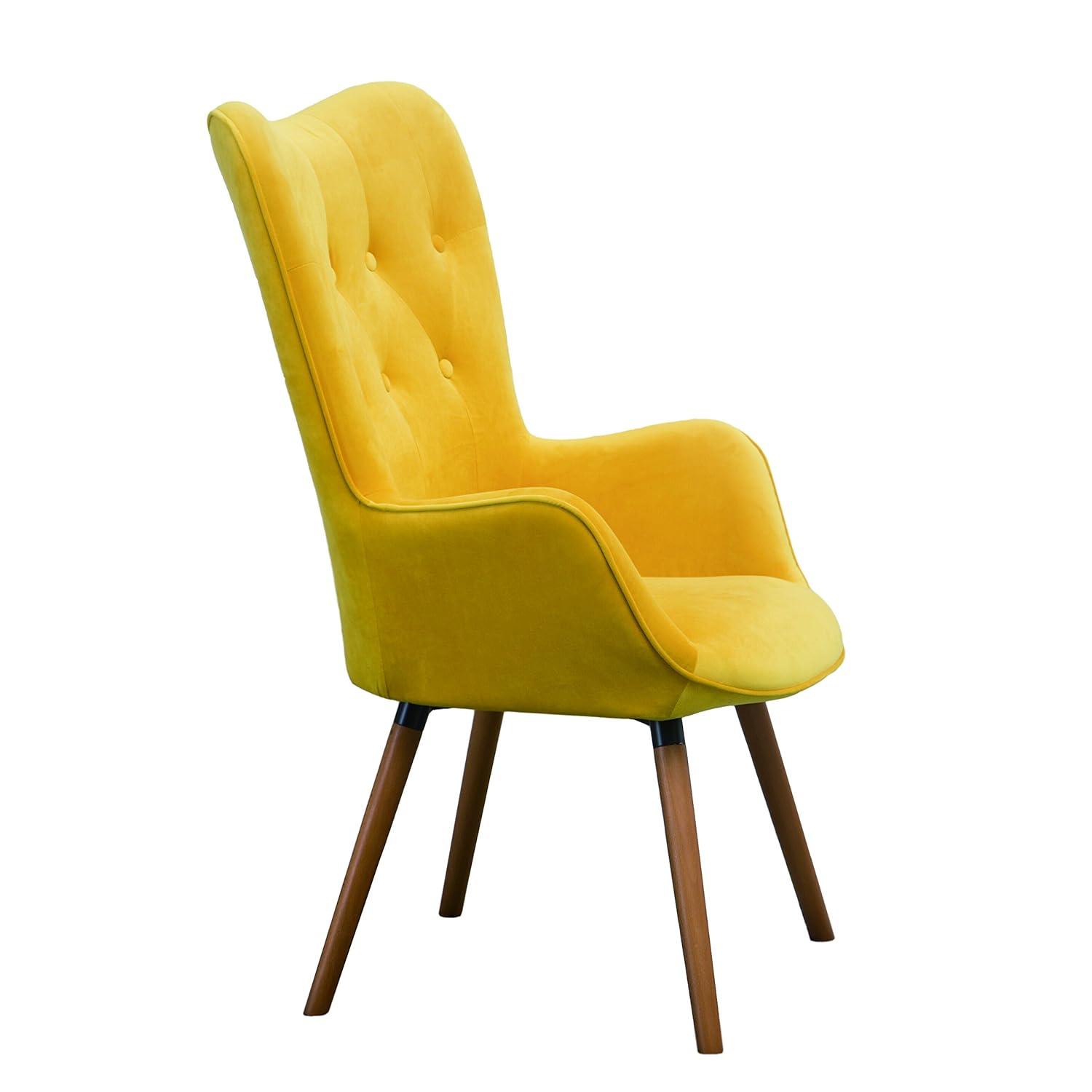 Blendoi Brooke Doarnin Contemporary Silky Tufted Button Back Accent Chair, Yellow