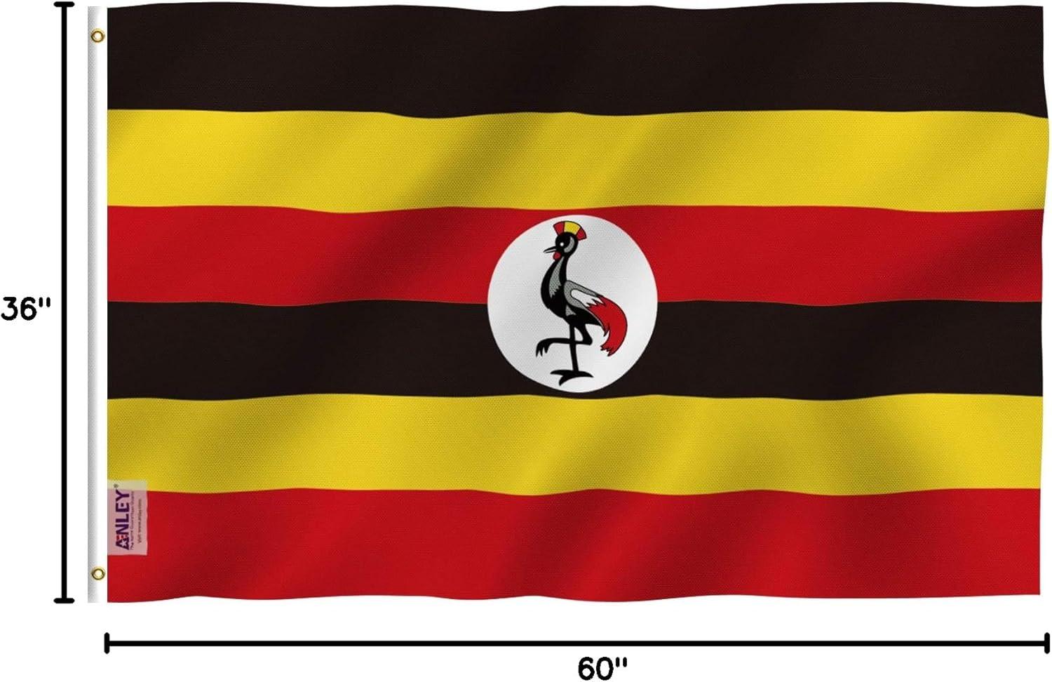 ANLEY Fly Breeze 3x5 Feet Uganda Flag - Vivid Color and Fade Proof - Canvas Header and Double Stitched - Republic of Uganda Flags Polyester with Brass Grommets 3 X 5 Ft