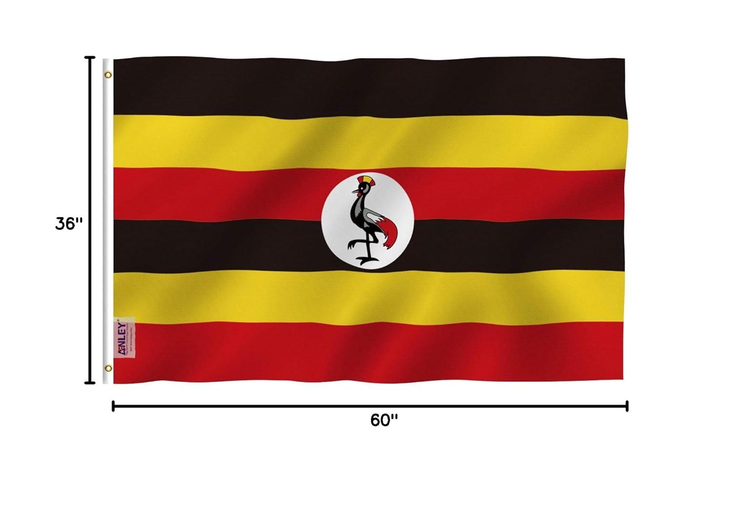 ANLEY Fly Breeze 3x5 Feet Uganda Flag - Vivid Color and Fade Proof - Canvas Header and Double Stitched - Republic of Uganda Flags Polyester with Brass Grommets 3 X 5 Ft