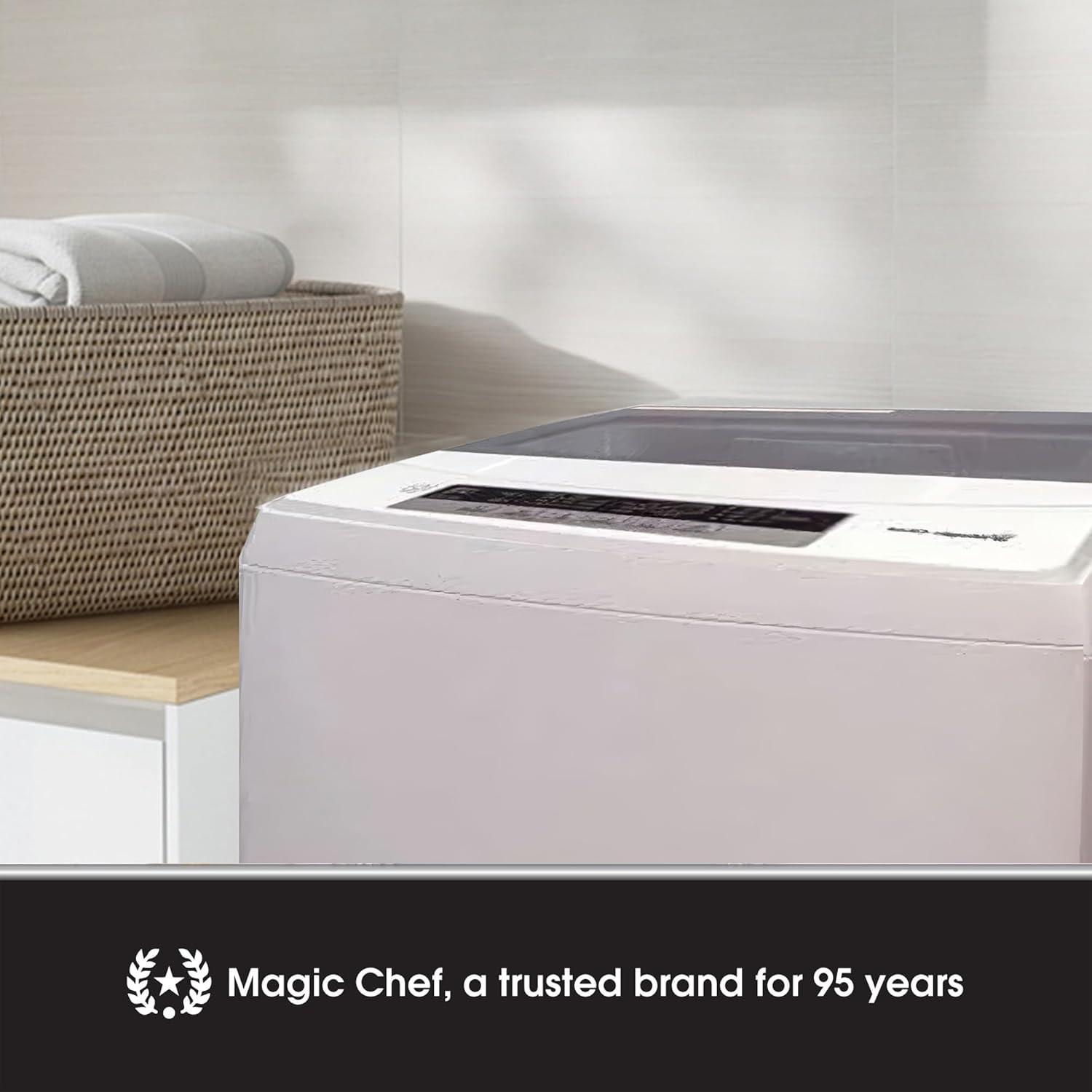 Magic Chef Portable Compact Top Load Washer with 6 Fully Automatic Wash Cycles and Water Pump Filtration for Laundry Use, Silver