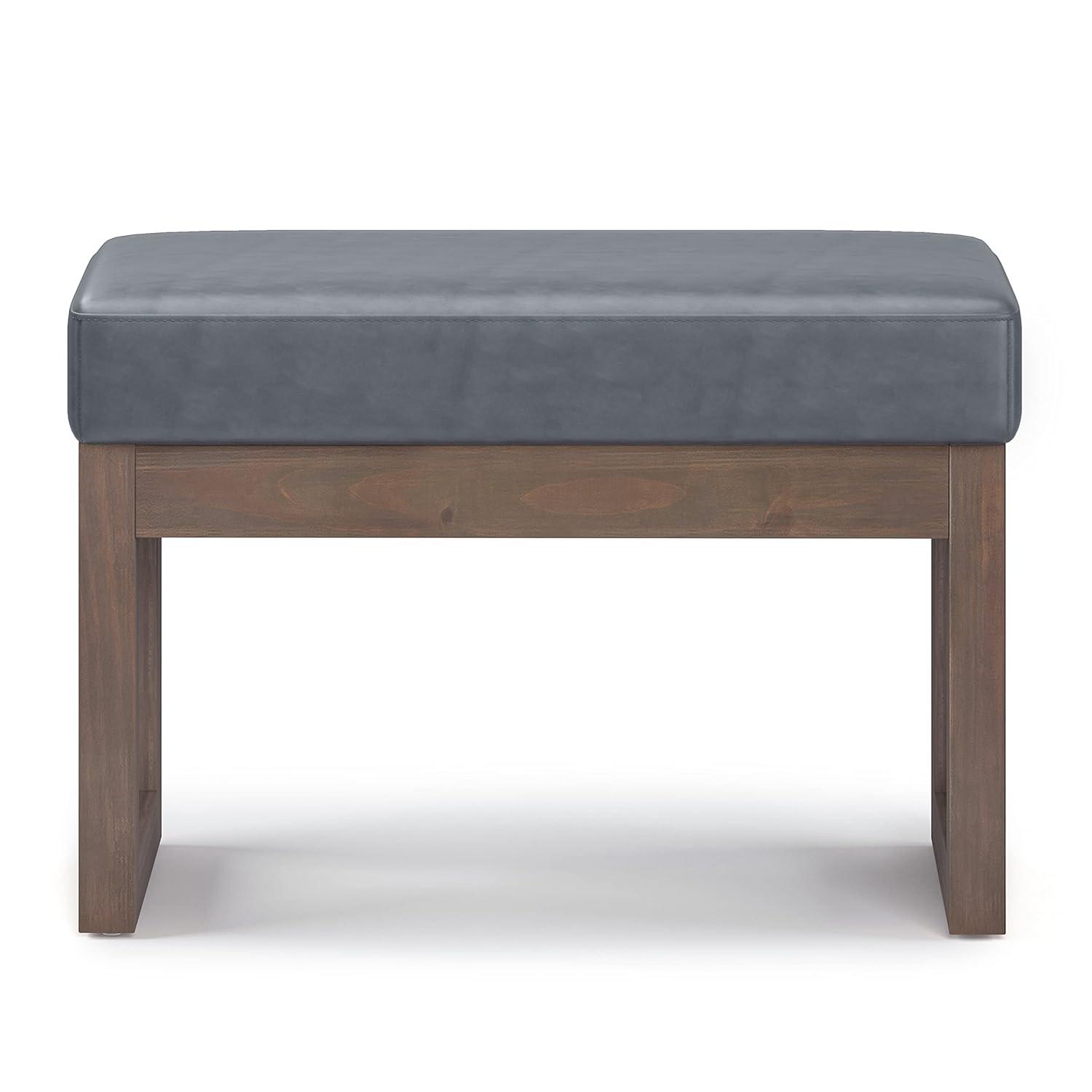 Simpli Home Milltown Ottoman Bench with Upholstered Seat and Solid Wood Frame