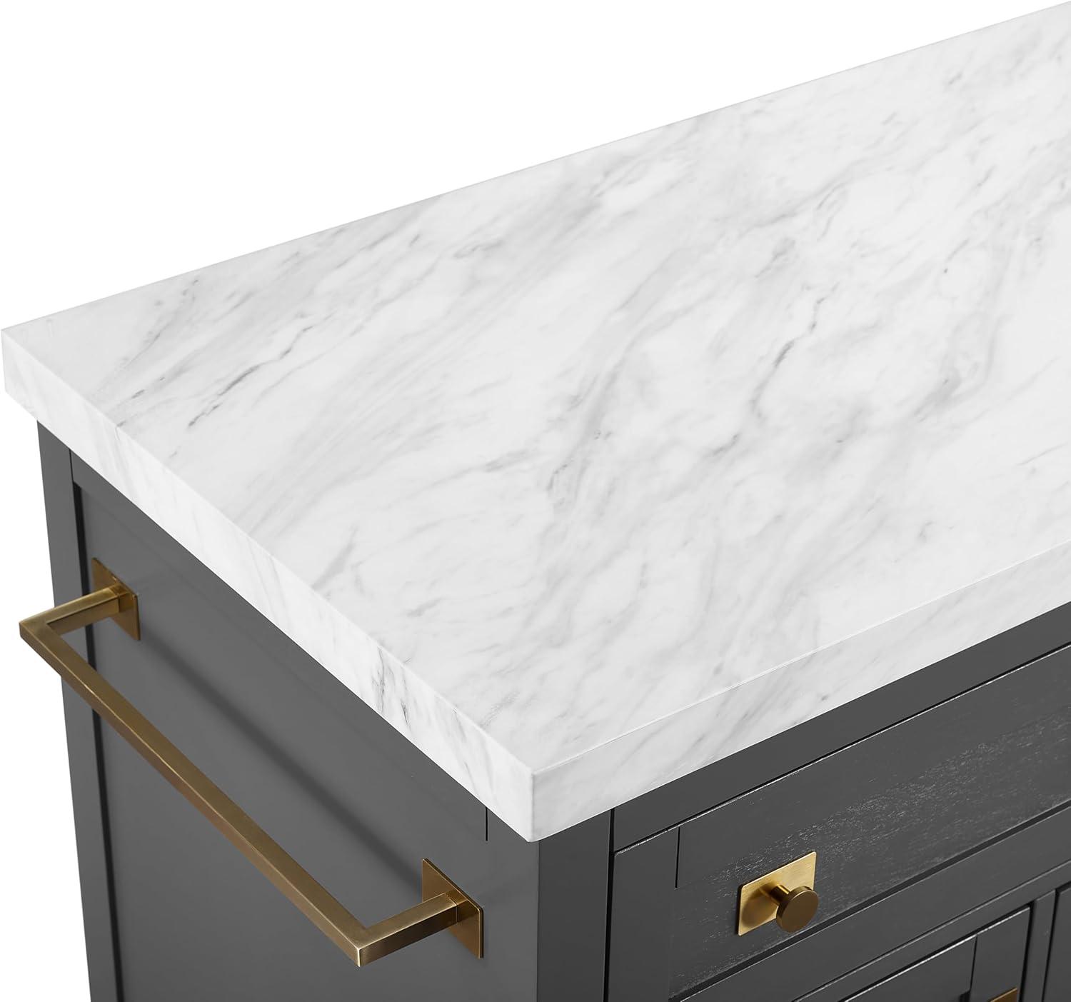 Claire Gray Wood Kitchen Island with Faux Marble Top