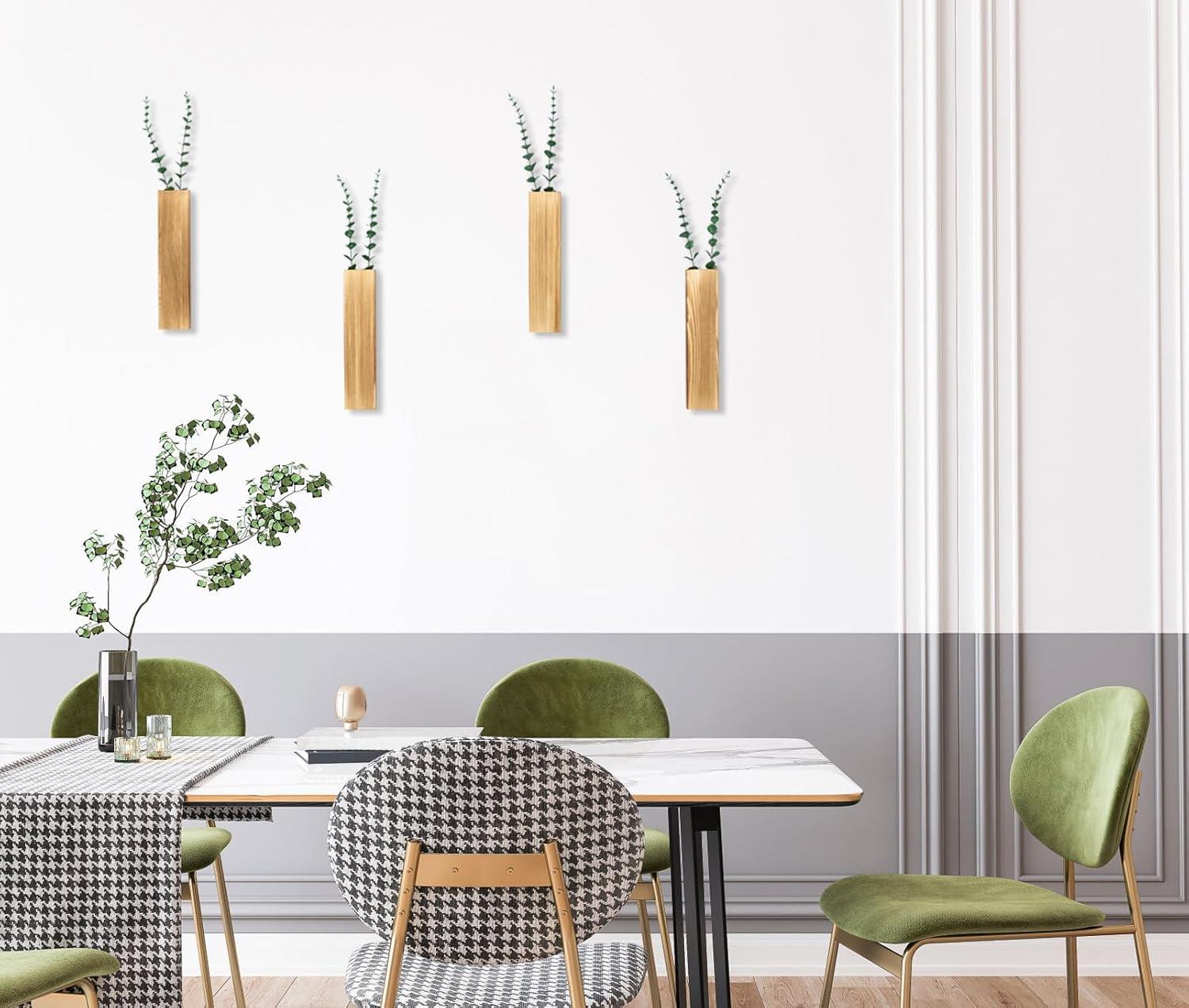 Wall Planters for Indoor Plants Modern Farmhouse Wooden Pocket Wall Vases for Dried Flowers and Faux Plants 4 Pack