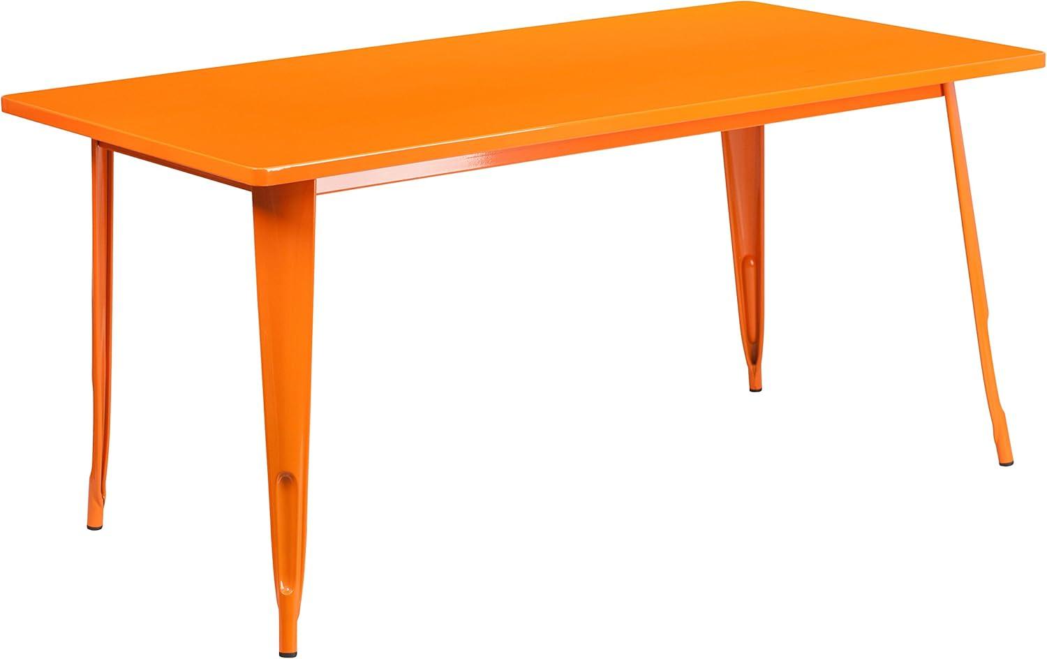 Flash Furniture Commercial Grade 31.5" x 63" Rectangular Orange Metal Indoor-Outdoor Table