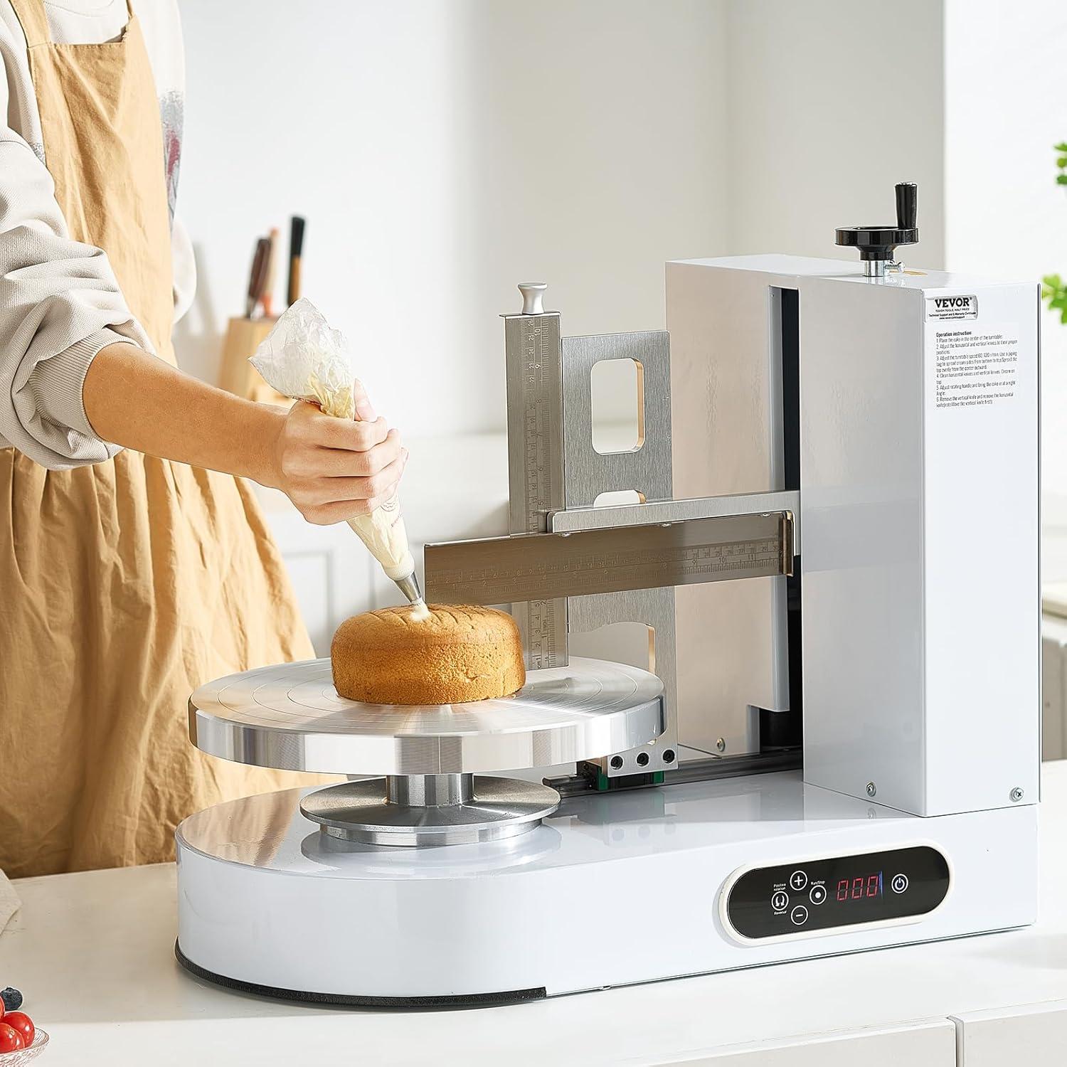 White Stainless Steel Cake Decorating Machine with Adjustable Turntable