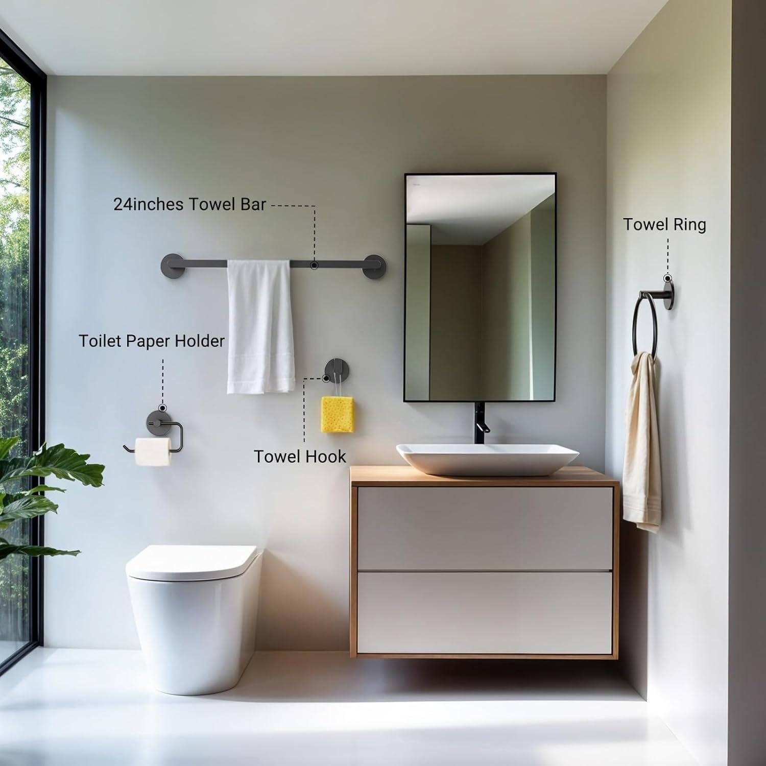 Beloky JA22F9 4 - Piece Bathroom Hardware Set