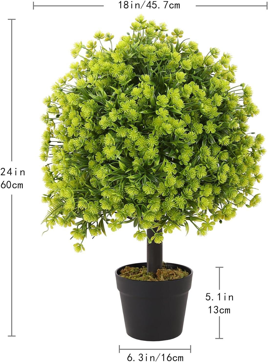 4ft Artificial Cedar Topiary Trees 2 Pack, Beautiful Realistic Artificial Plants for Outdoor, UV Protection Potted Plants Artificial Shrubs for Outdoor, Indoor, Office, Front Porch Decor.