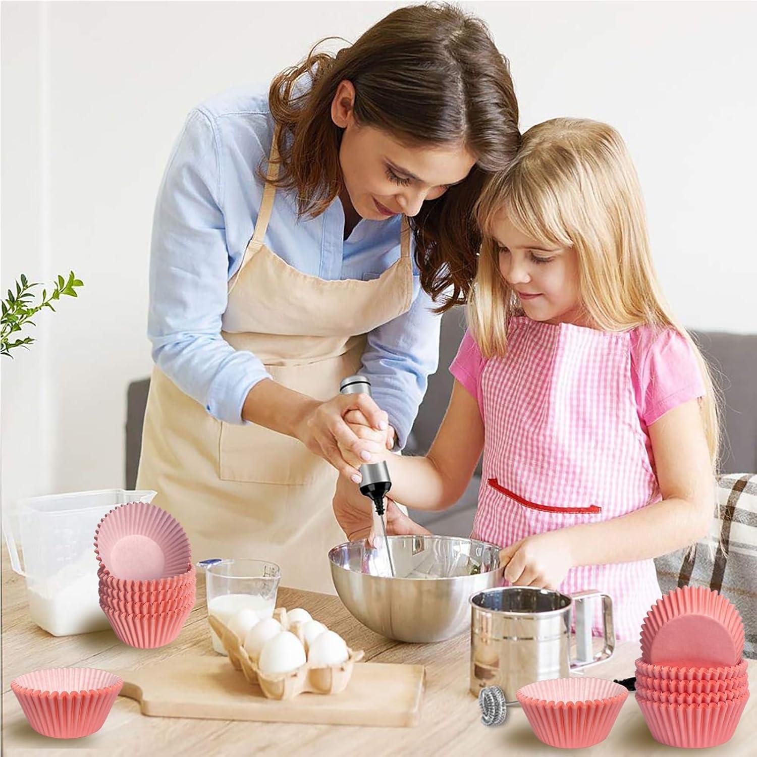 Standard Pink Cupcake Liners 100 Pcs:Pink Cupcake Muffin Liners,Grease-Proof Paper Baking Cups,No Smell Food Grade Baking Cups Paper