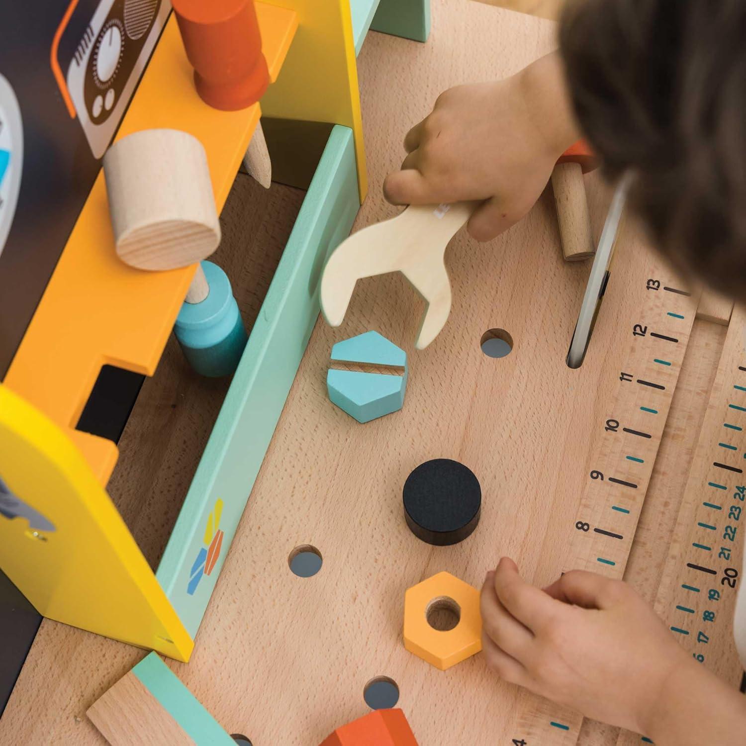 Colorful Wooden Toy Work Bench with Tools for Kids