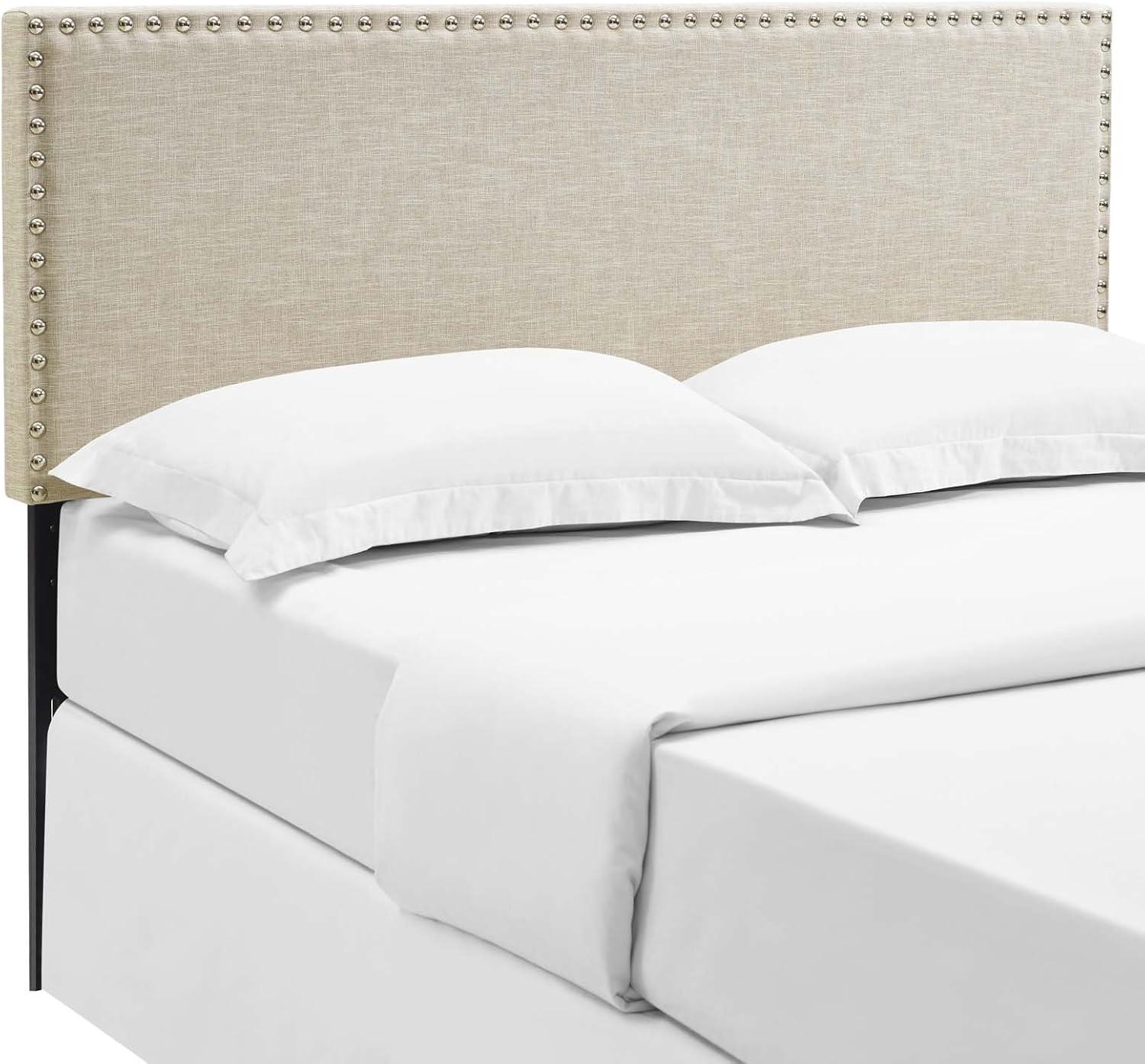 Modway Region Nailhead Queen Upholstered Headboard in Ivory