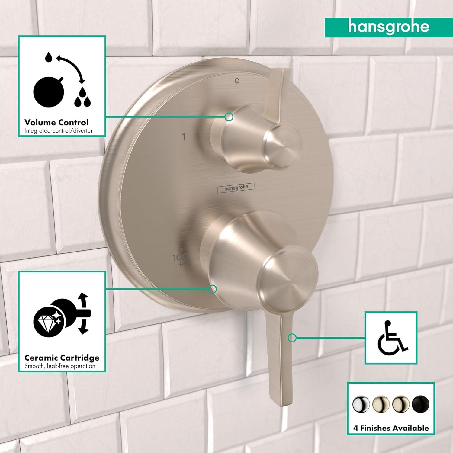 Ecostat C Thermostatic Volume Control and Diverter Faucet Trim with Lever Handle