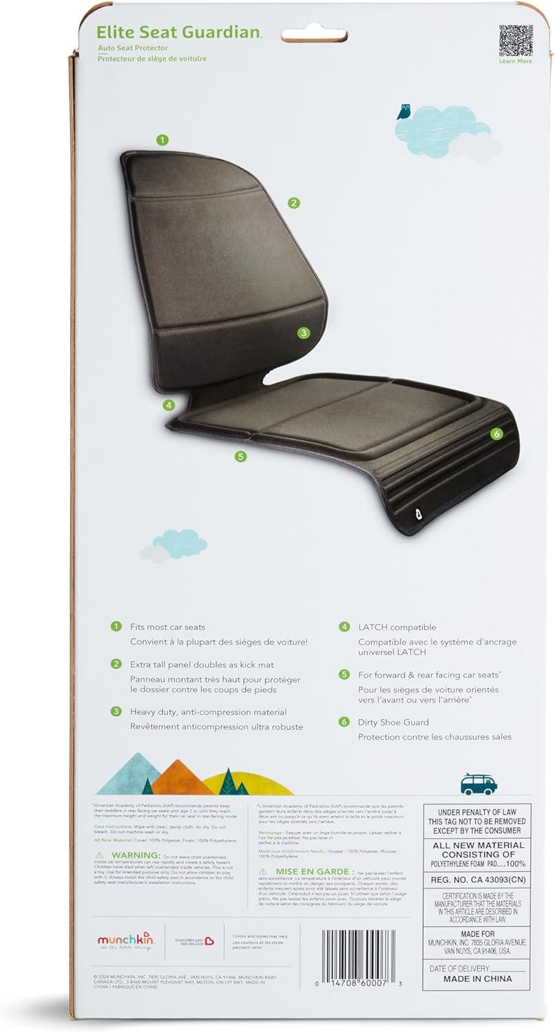 Munchkin Elite Seat Guardian Car Seat Protector, Crash Test Approved - Dark Gray