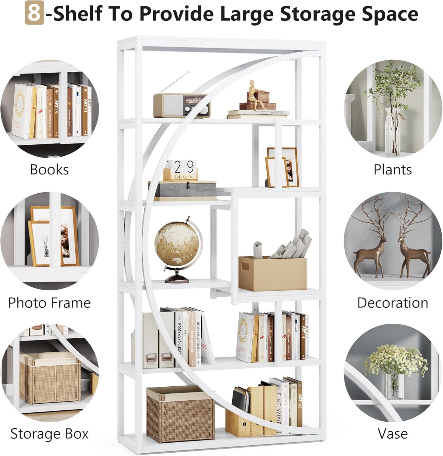 Tribesigns Bookshelf, Industrial 5-Tier Etagere Bookcase, 70.8 inch Tall Bookshelf with 8 Open Storage Shelf, Book Shelf Display Tack Shelving Unit for Home Office Living Room, Rustic Brown