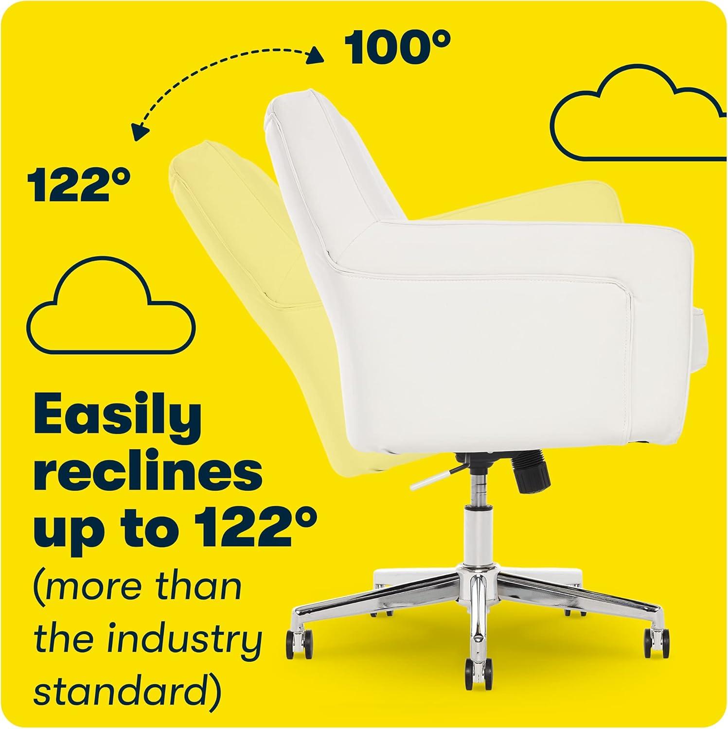 Serta Ashland Modern Office Chair, Mid-Back, Quality Memory Foam Cushion, Metal Base Chrome Finish
