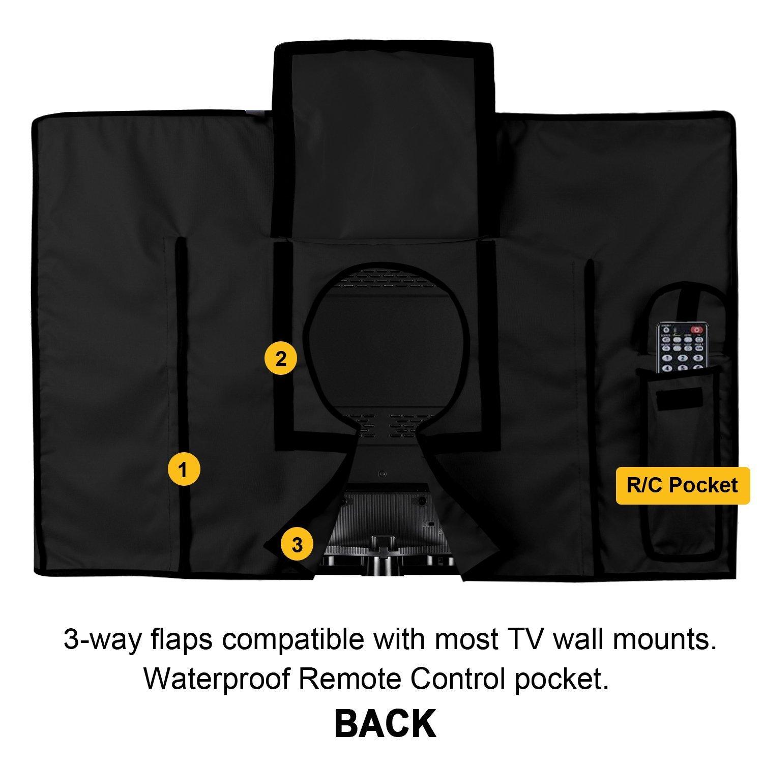 Khomo Gear Universal Weatherproof TV Cover – All-Season Protection for Flat Panel TVs, Water-Resistant, Breathable Material with Remote Pocket