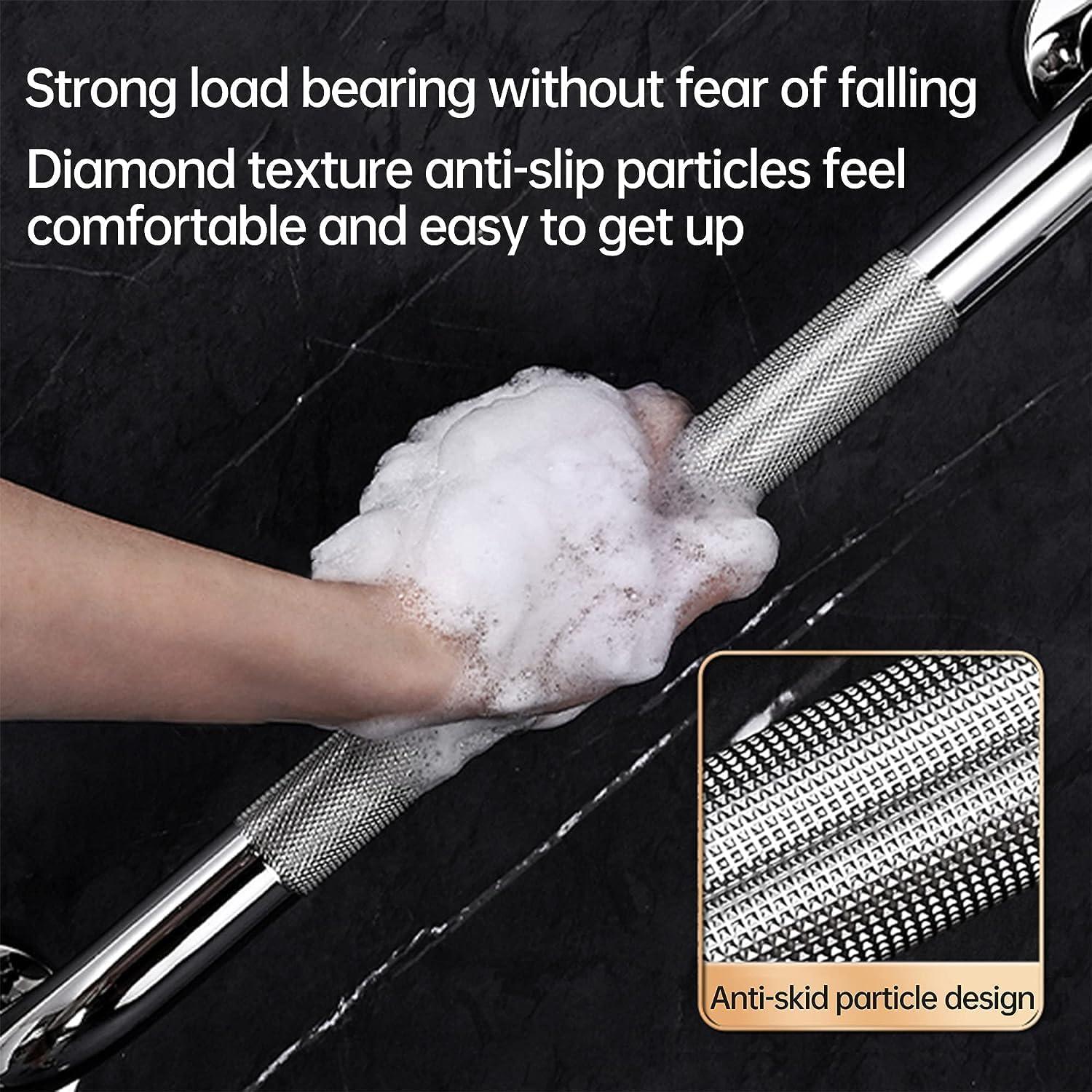 HealthLine Grab Bar for Bathroom Safety Bars Showers and Walls, Bathtub Safety Rail Shower Grab Bars Chrome Bath Handle for Elderly, Seniors, Disabled, ADA, Knurled Chrome (18 inch)