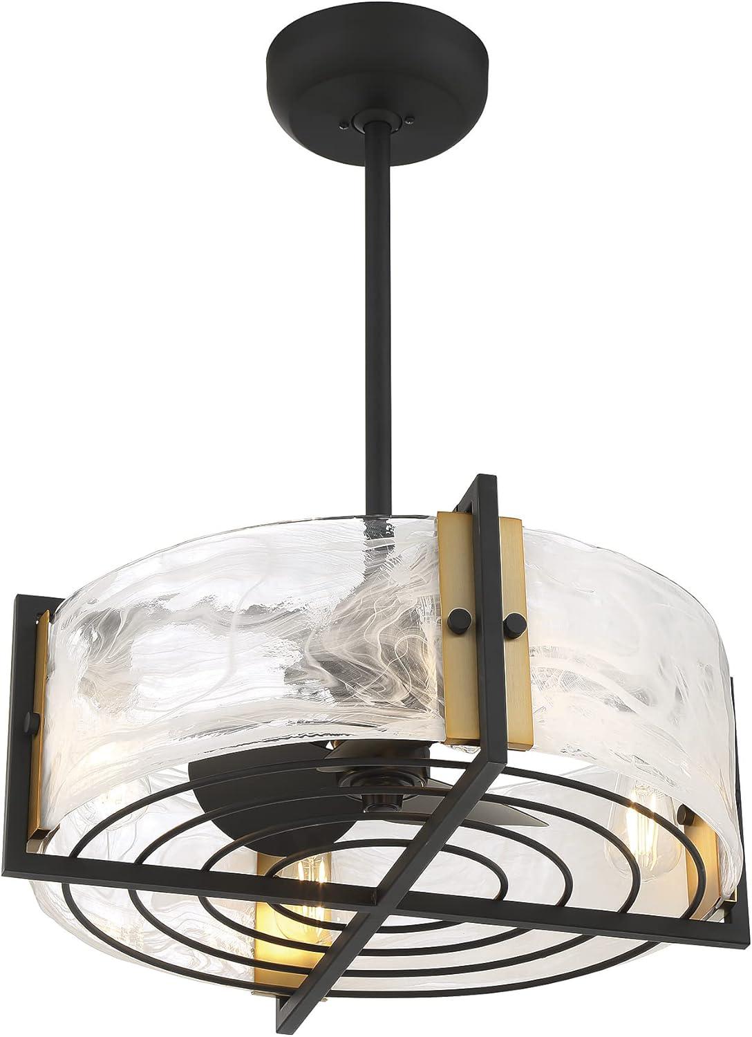 Hayward 4-Light Fan D'Lier in Matte Black with Warm Brass Accents