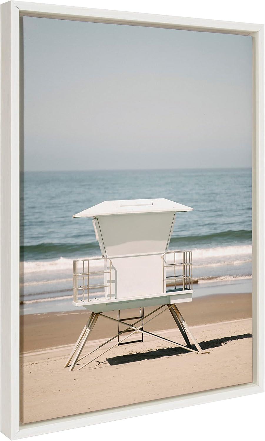 18" x 24" Sylvie Surf Shack Framed Canvas by Crystal Lynn Collins White - Kate & Laurel All Things Decor: Coastal Wall Art