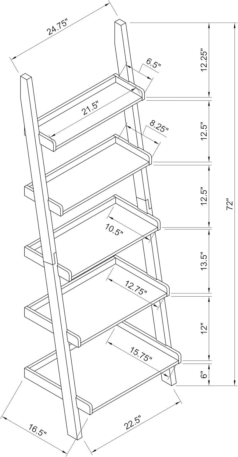 Coaster Colella 5-Shelf Transitional Wood Ladder Bookcase in Cappuccino