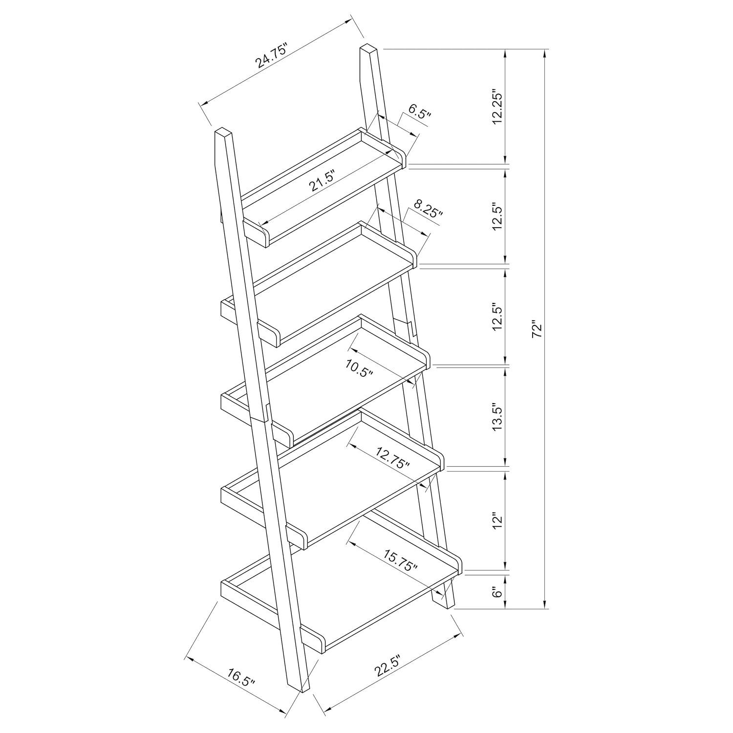 Coaster Colella 5-Shelf Transitional Wood Ladder Bookcase in Cappuccino