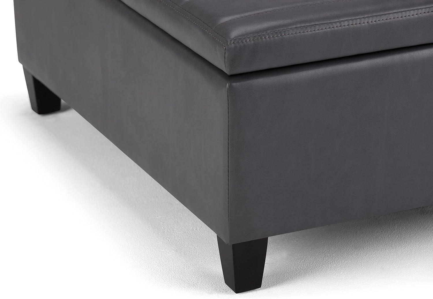 Contemporary Stone Gray 36" Square Storage Ottoman with Flip-up Top