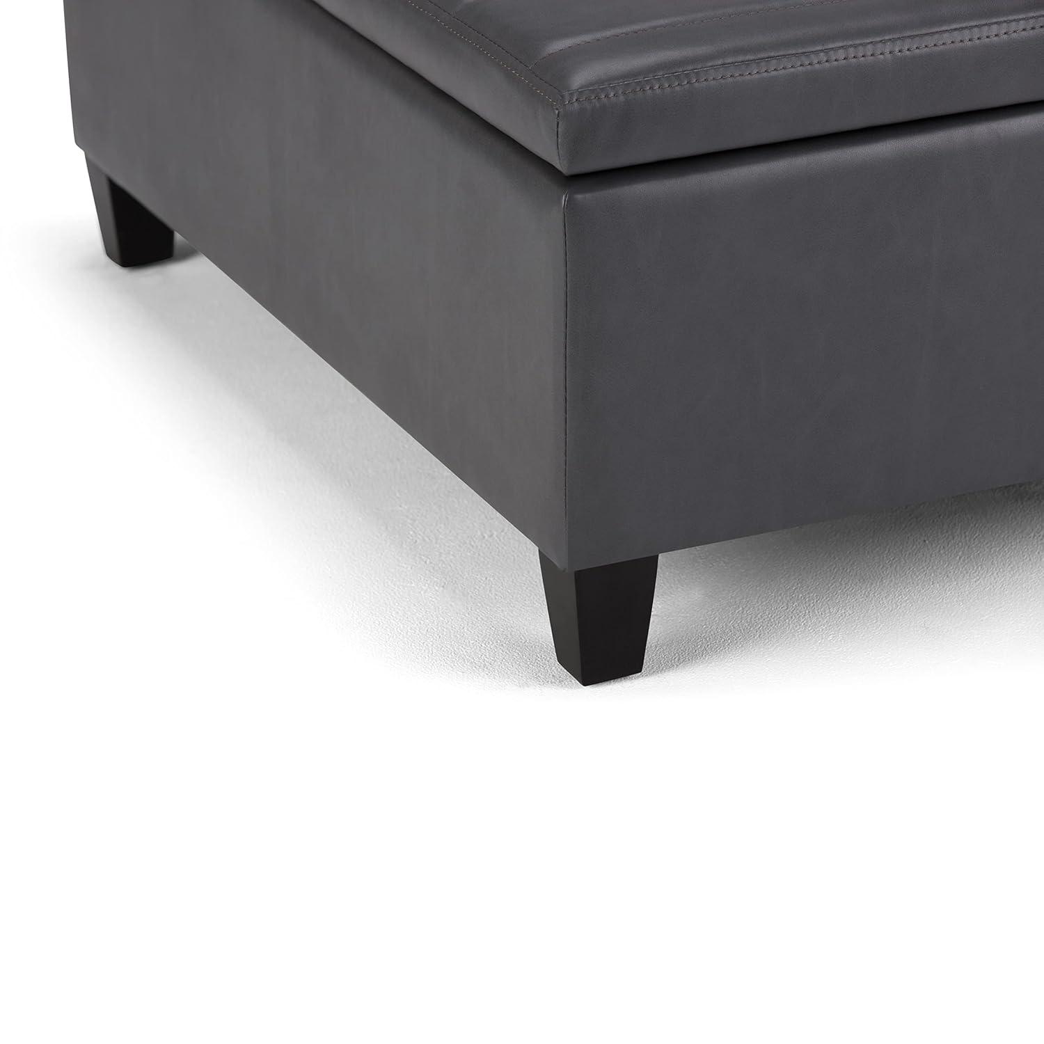 Simpli Home Ellis 36"W Upholstered Square Coffee Table Storage Ottoman with Split Lift Top