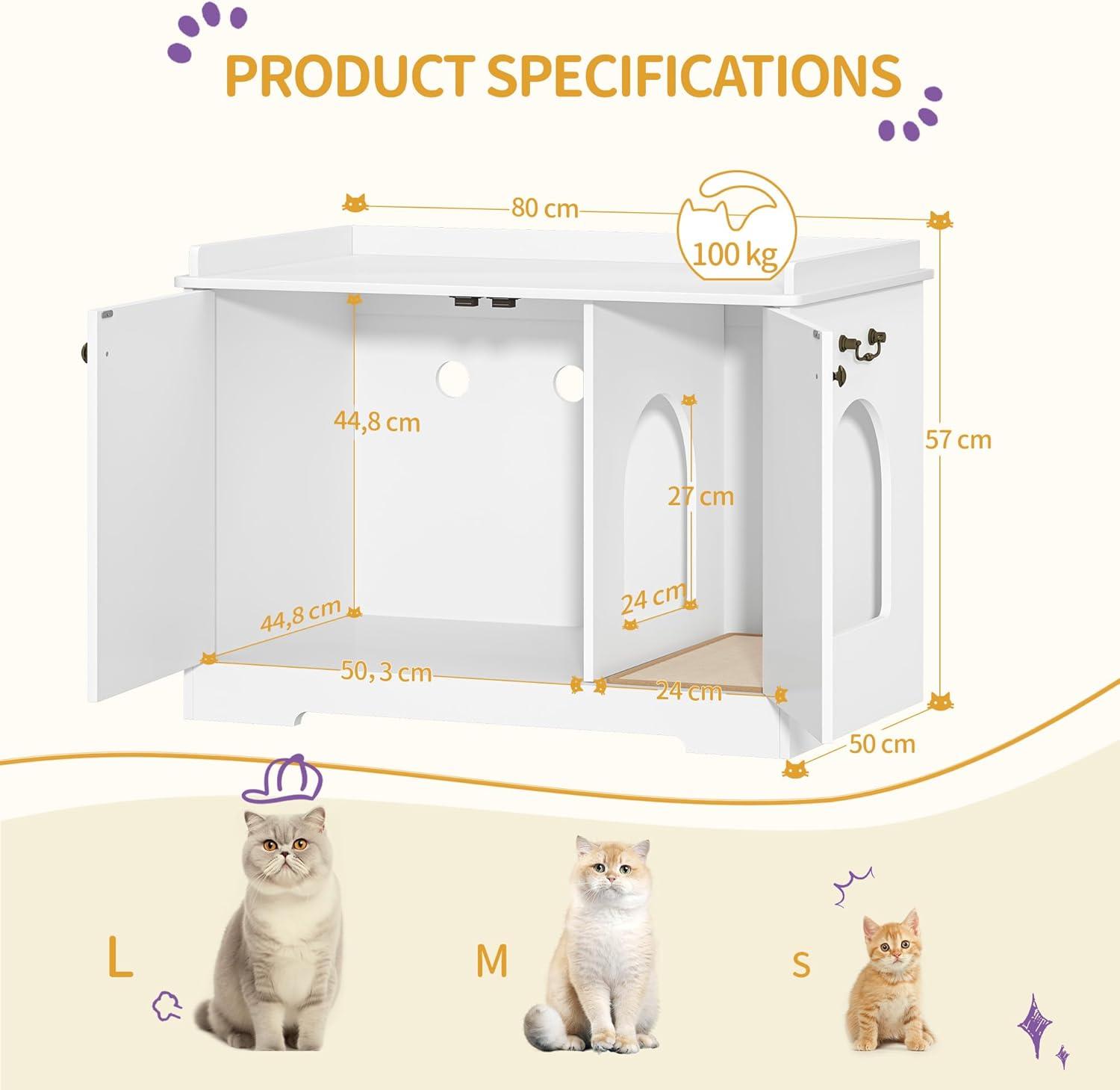 Tucker Murphy Pet™ Bohy Cat Litter Box Enclosure with Handles, Hidden Litter Box Furniture with Removable Partition, Wooden Pet House Side End Table, for Living Room, Bedroom