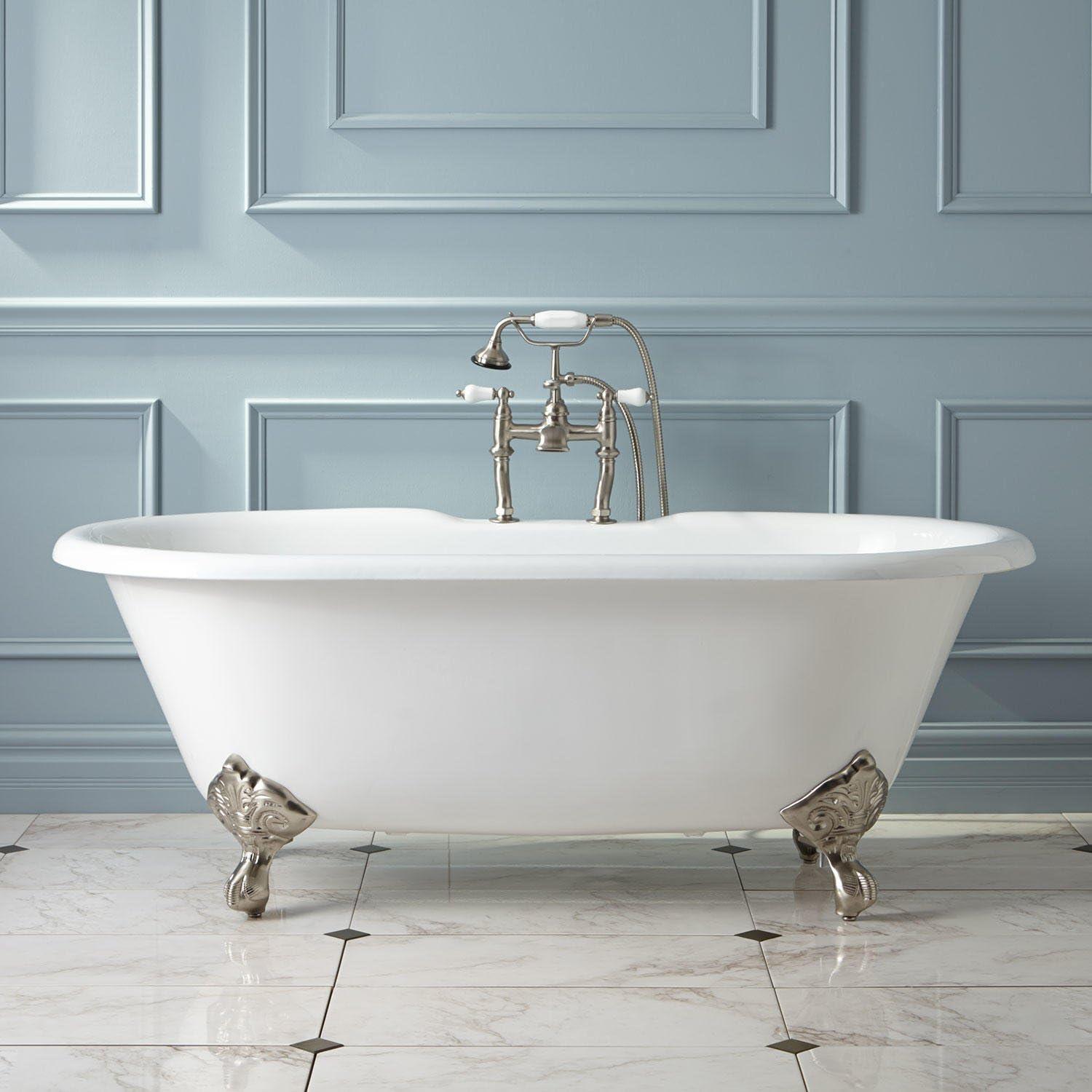 Sanford 60" White Cast Iron Clawfoot Soaking Tub