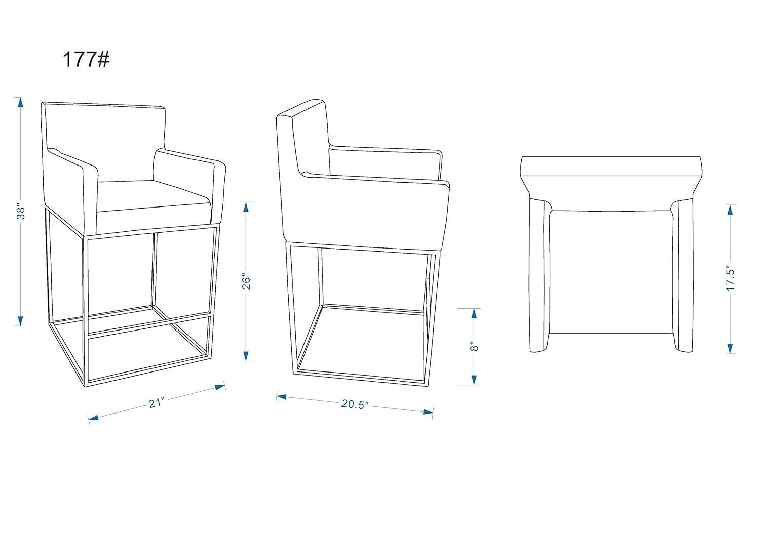 Manhattan Comfort Ambassador Metal Counter Height Barstool Cream: Upholstered, No Assembly, Faux Leather