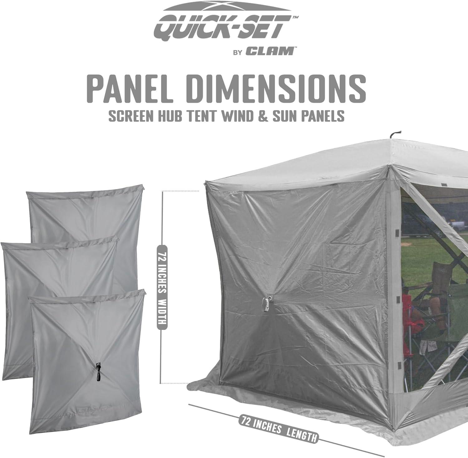 CLAM Quick-Set Escape 11.5 x 11.5 Ft Portable Pop-Up Outdoor Camping Screen Tent 6-Sided Canopy Shelter w/ Netting, Ground Stakes, & Carry Bag, Gray