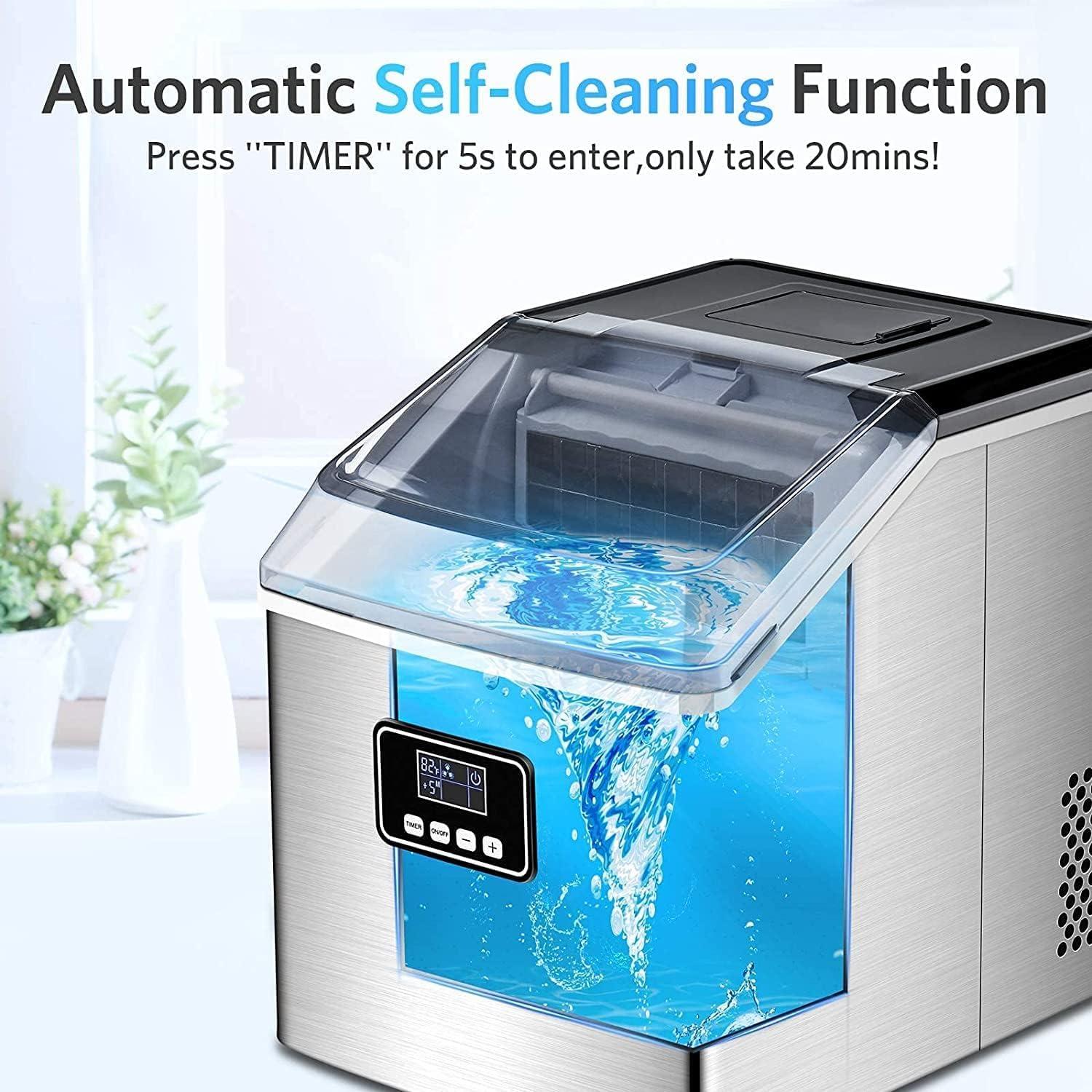 Compact Black Portable Countertop Ice Maker with Self-Cleaning
