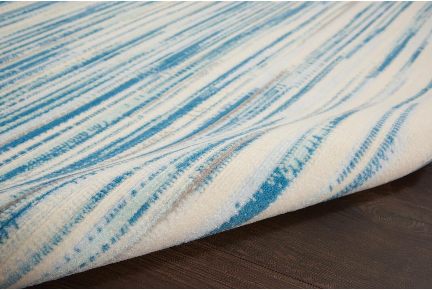 Nourison Jubilant 6' x 9' Blue Indoor Area Rug Coastal Contemporary Striped by Nourison